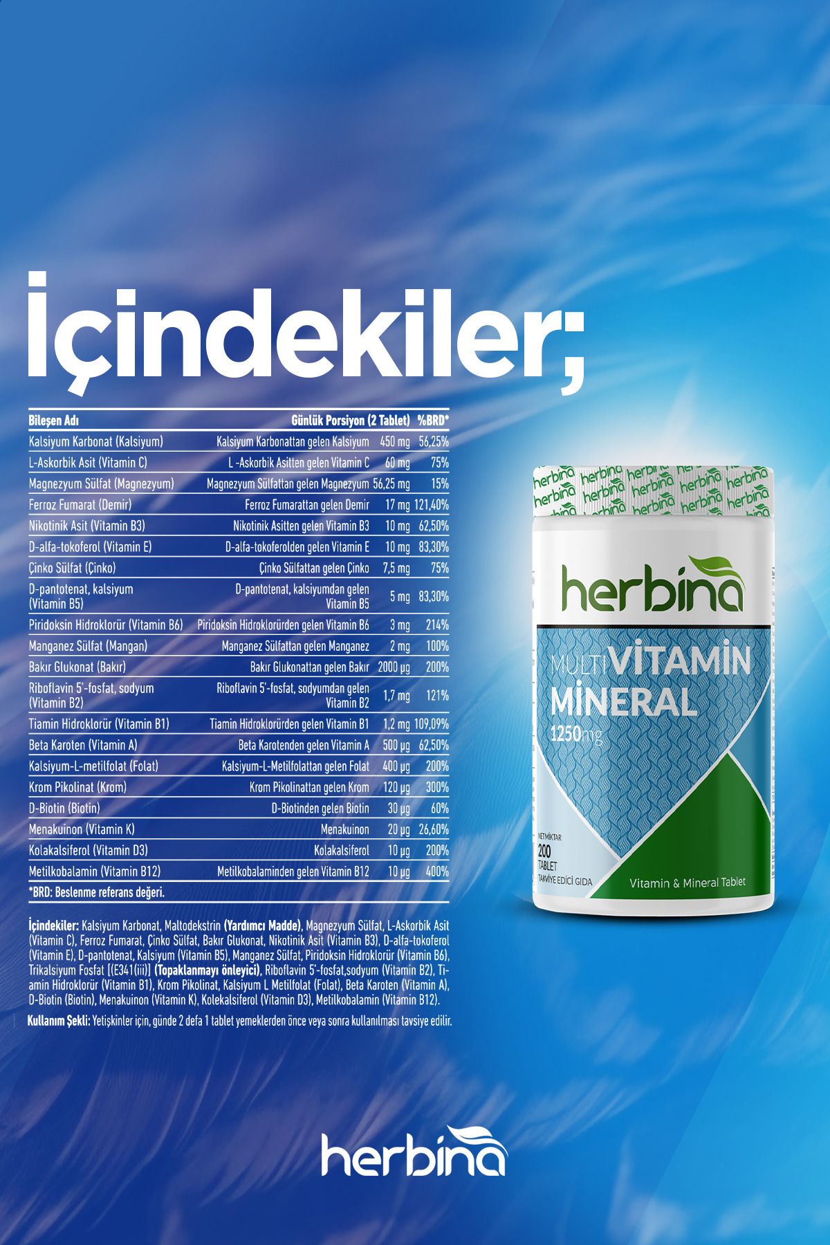 Multivitamin Mineral 1250 mg 200 Tablet