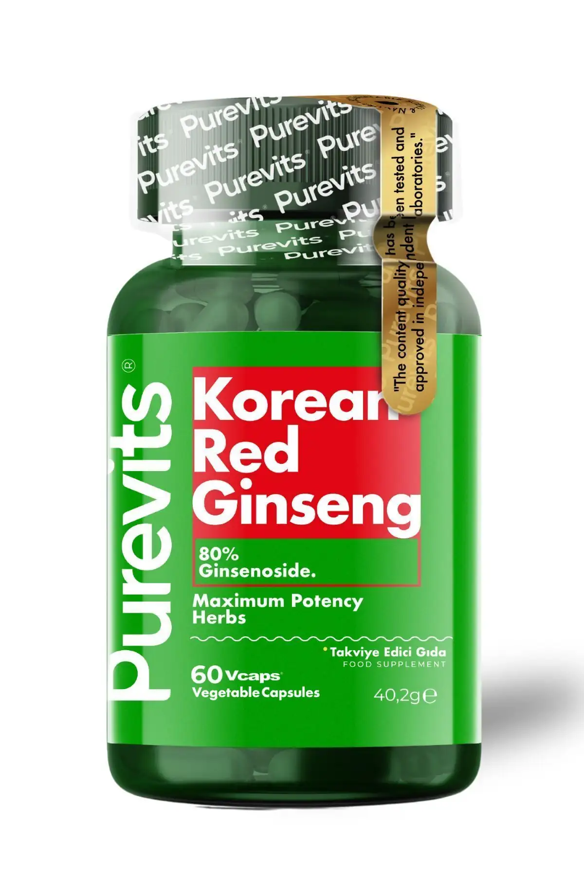 PUREVİTS Kırmızı Kore Ginseng- Korean Red Ginseng 500 Mg – 60 Vegan Kapsül