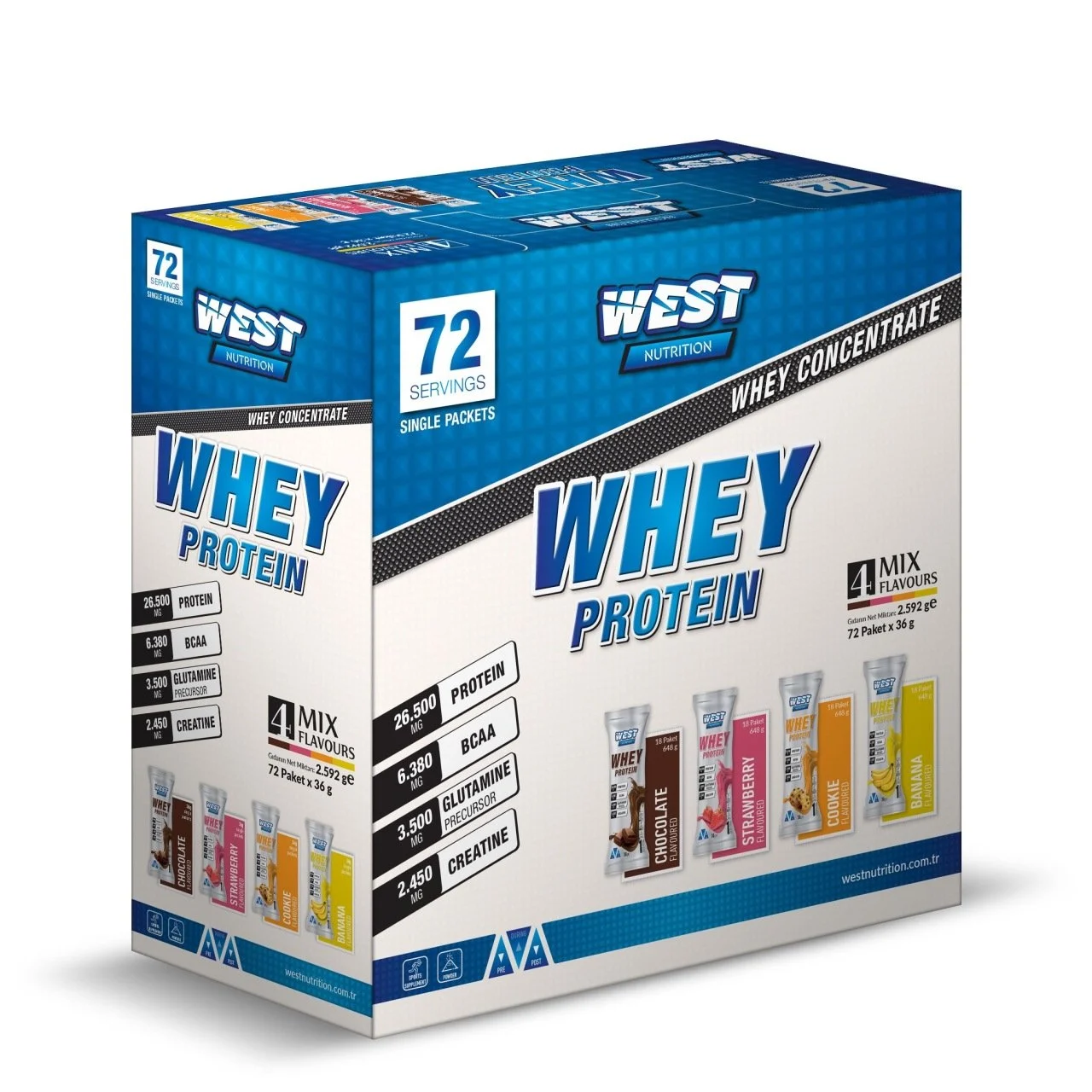 Whey Protein 2592 gram 72 Saşe x 36 gr (Karışık)