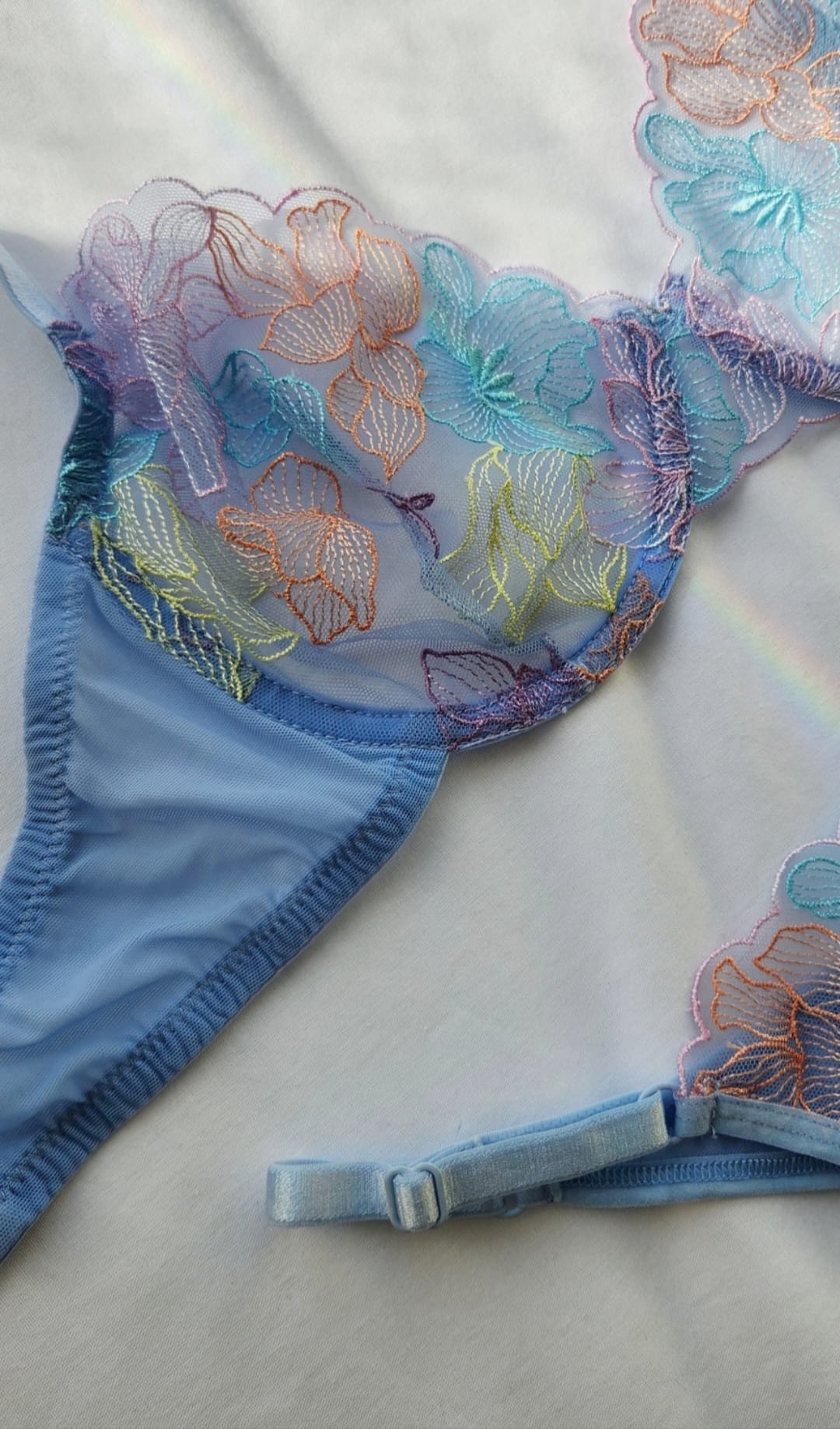 Daphne Renkli Çiçekli Mavi Bralet Takım