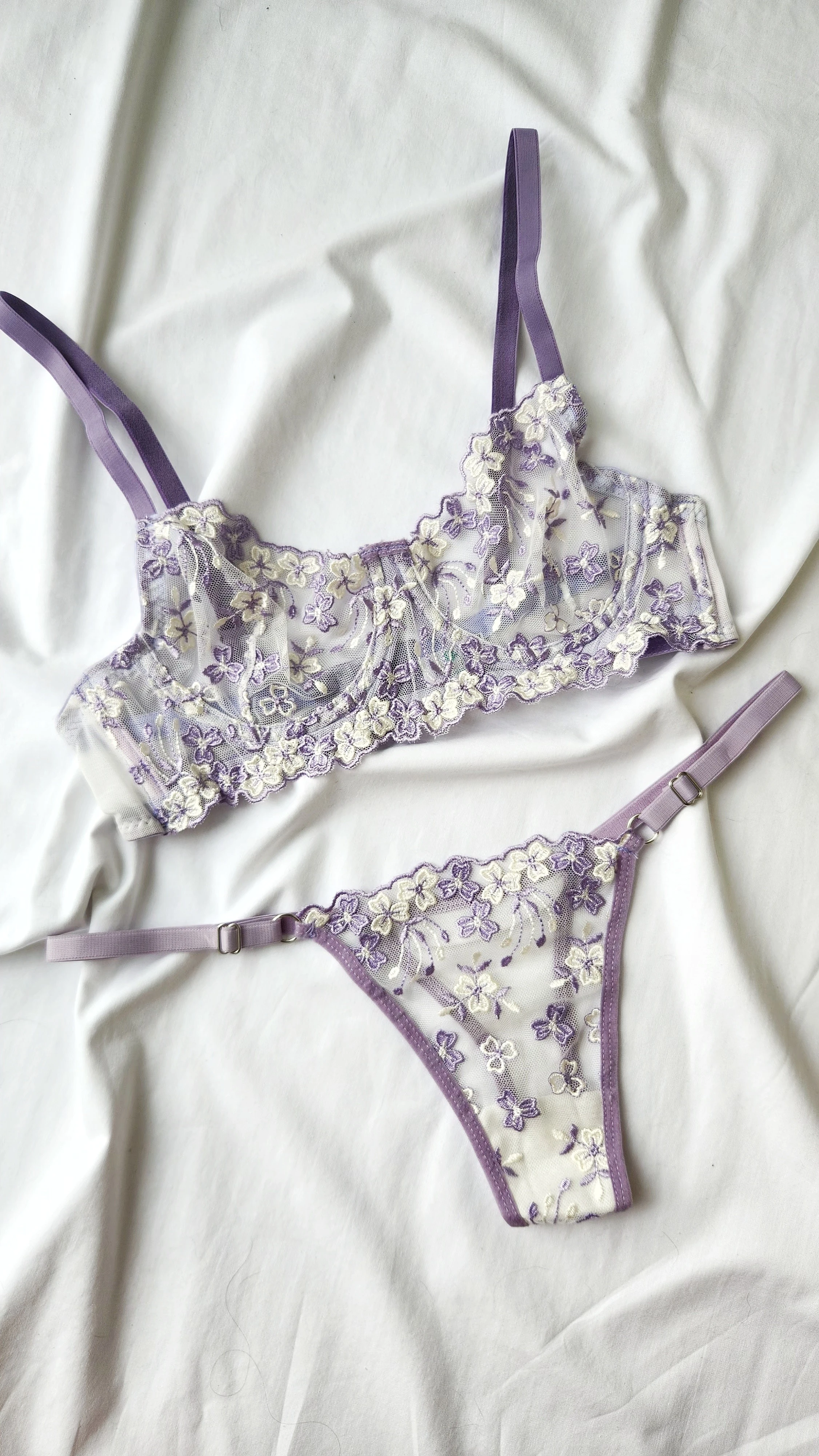 Violet Lila Çiçekli Bralet Takım
