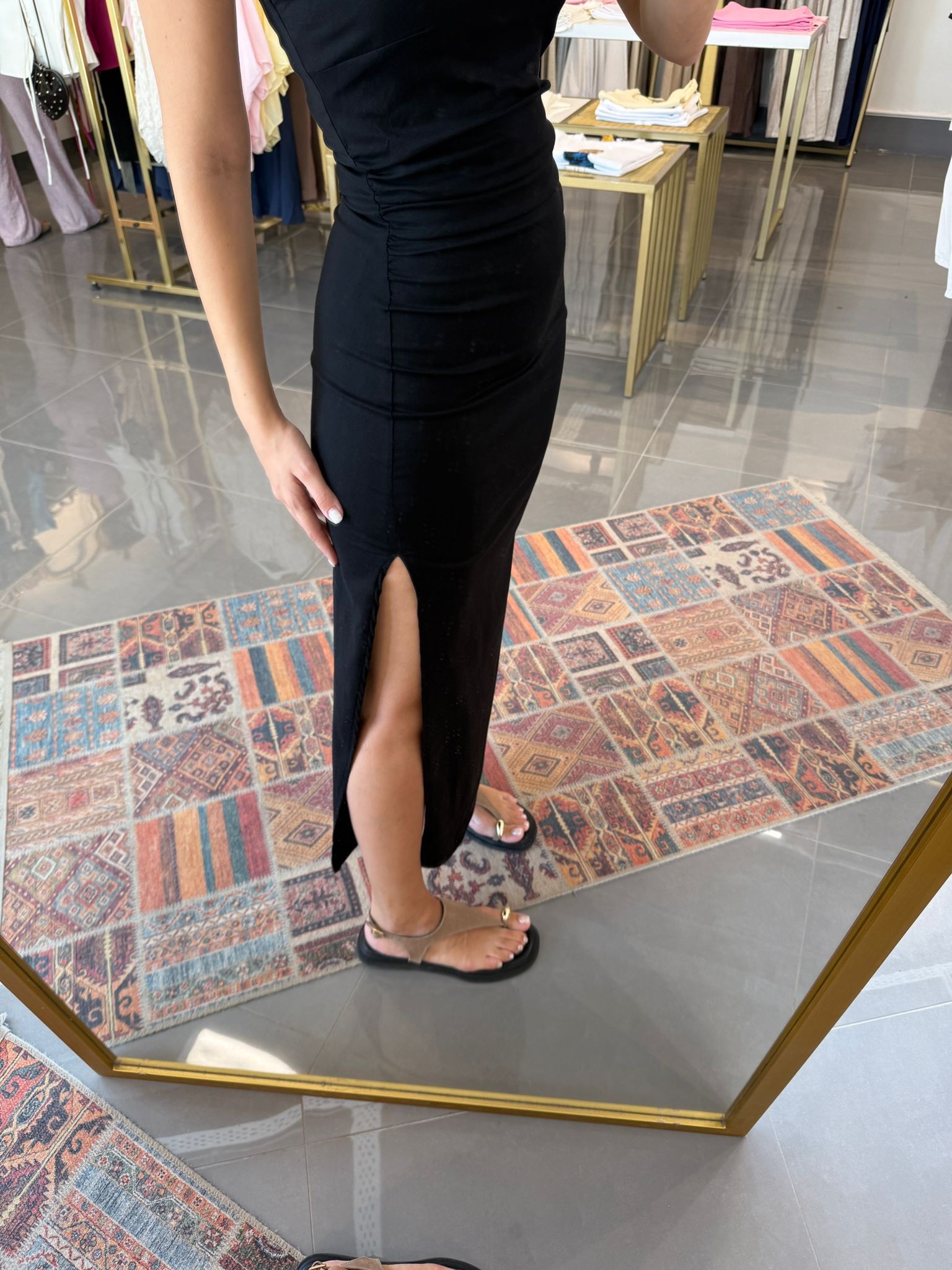 Halter Yaka Midi Elbise