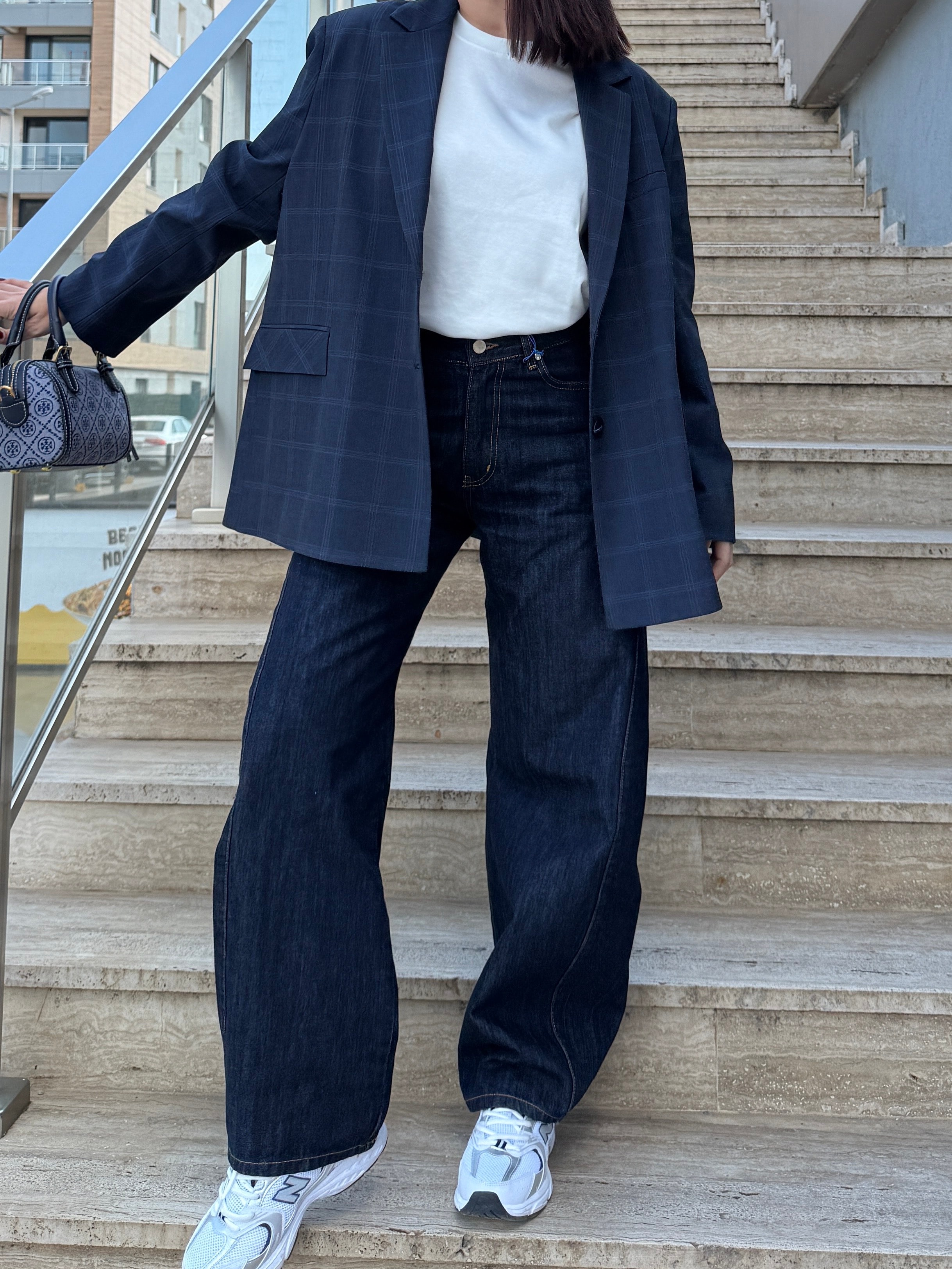 Yüksek Bel Tasarım Baggy Jean