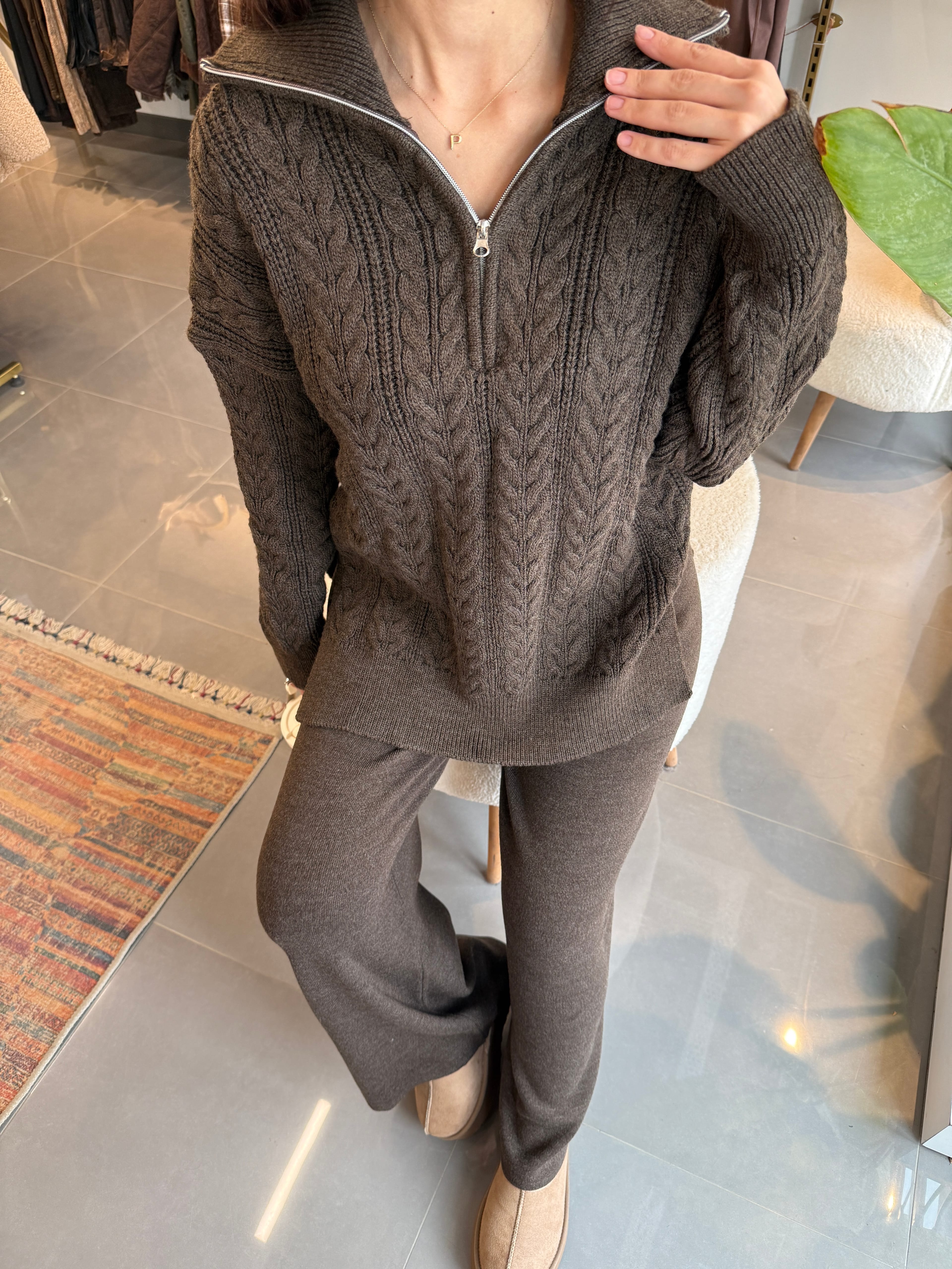Premium Triko Pantolon Kahve