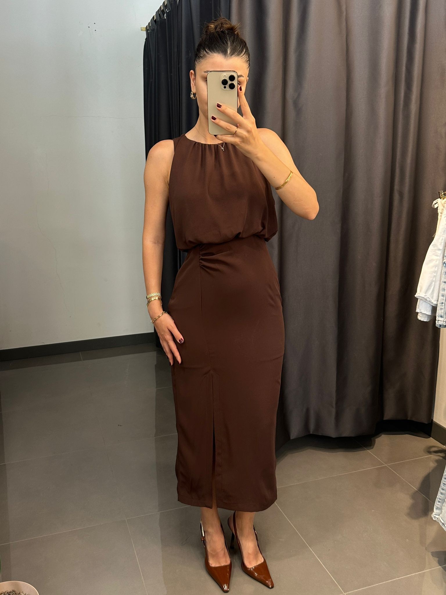 Premium Kumaş Büzgülü Elbise