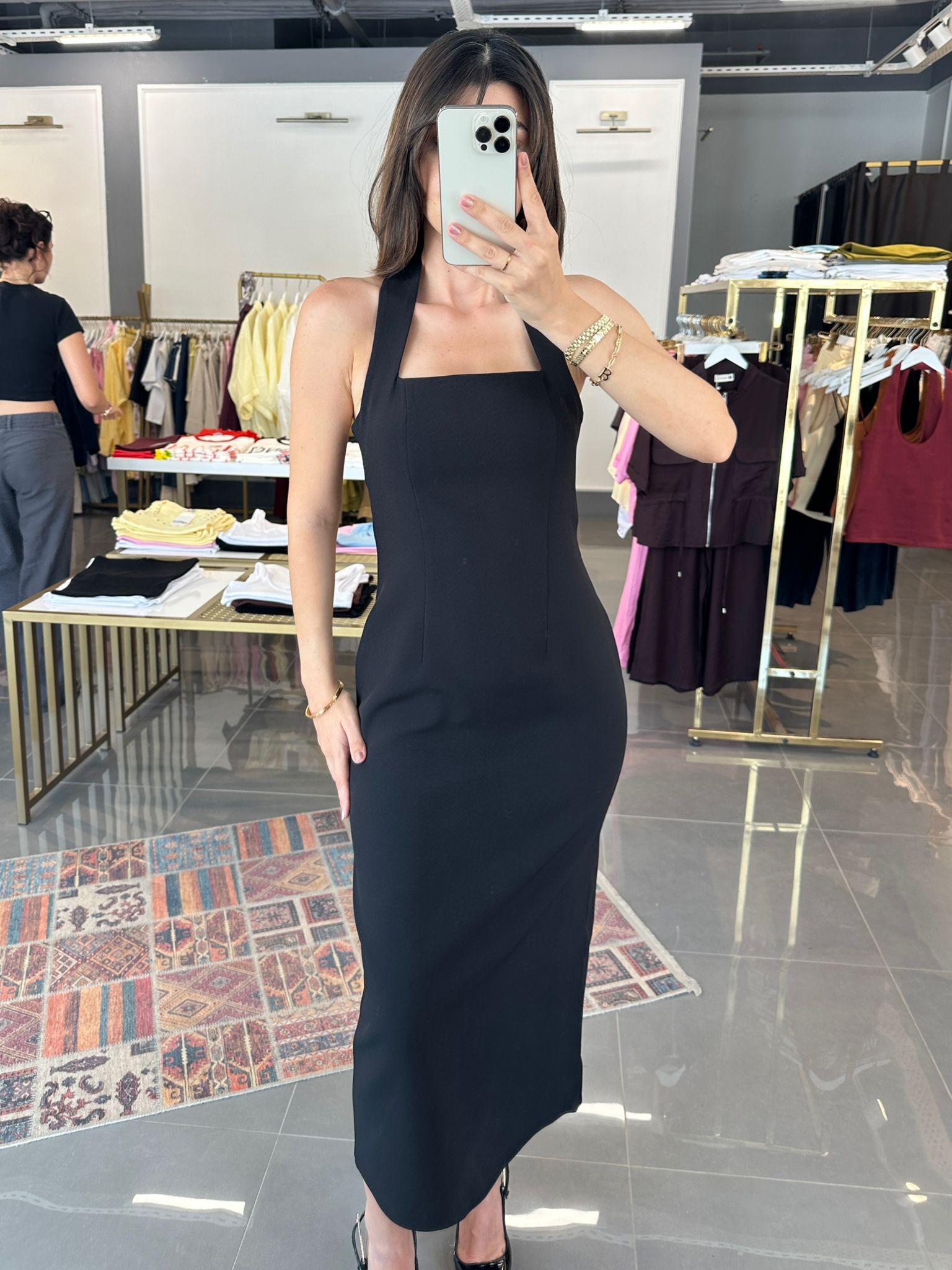 Premium Boyundan Askılı Mini Elbise 