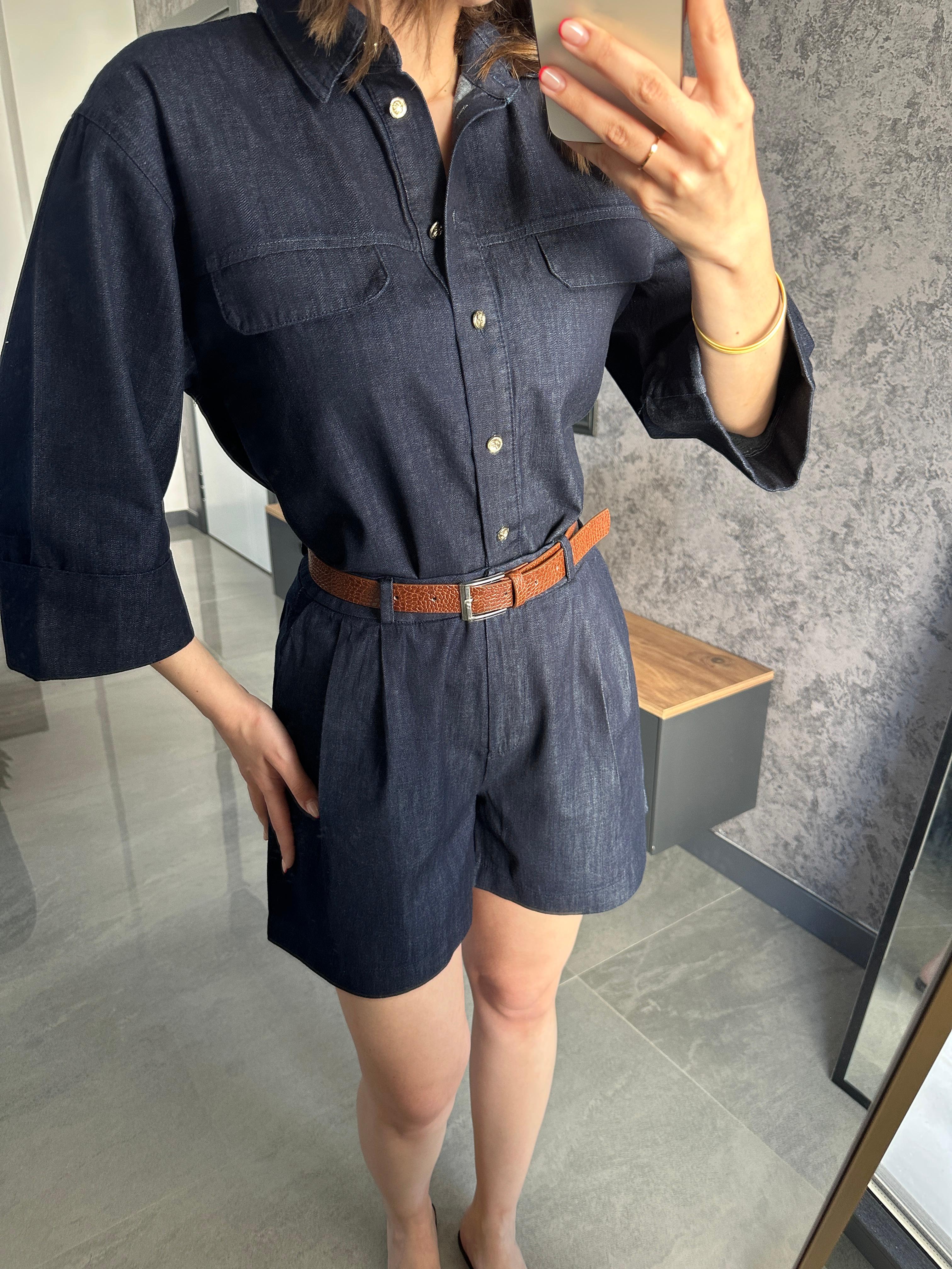 Premium Denim Gömlek Şort Takım