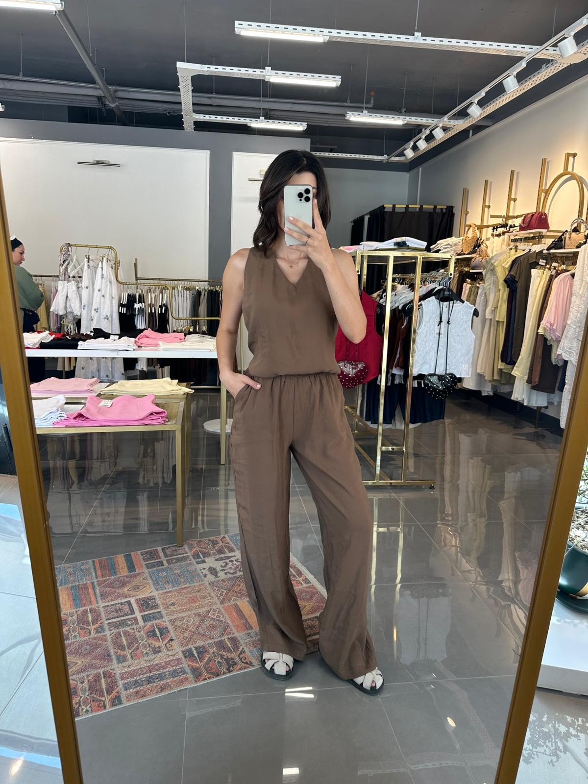 Sıfır Kol Bluz Pantolon Takım