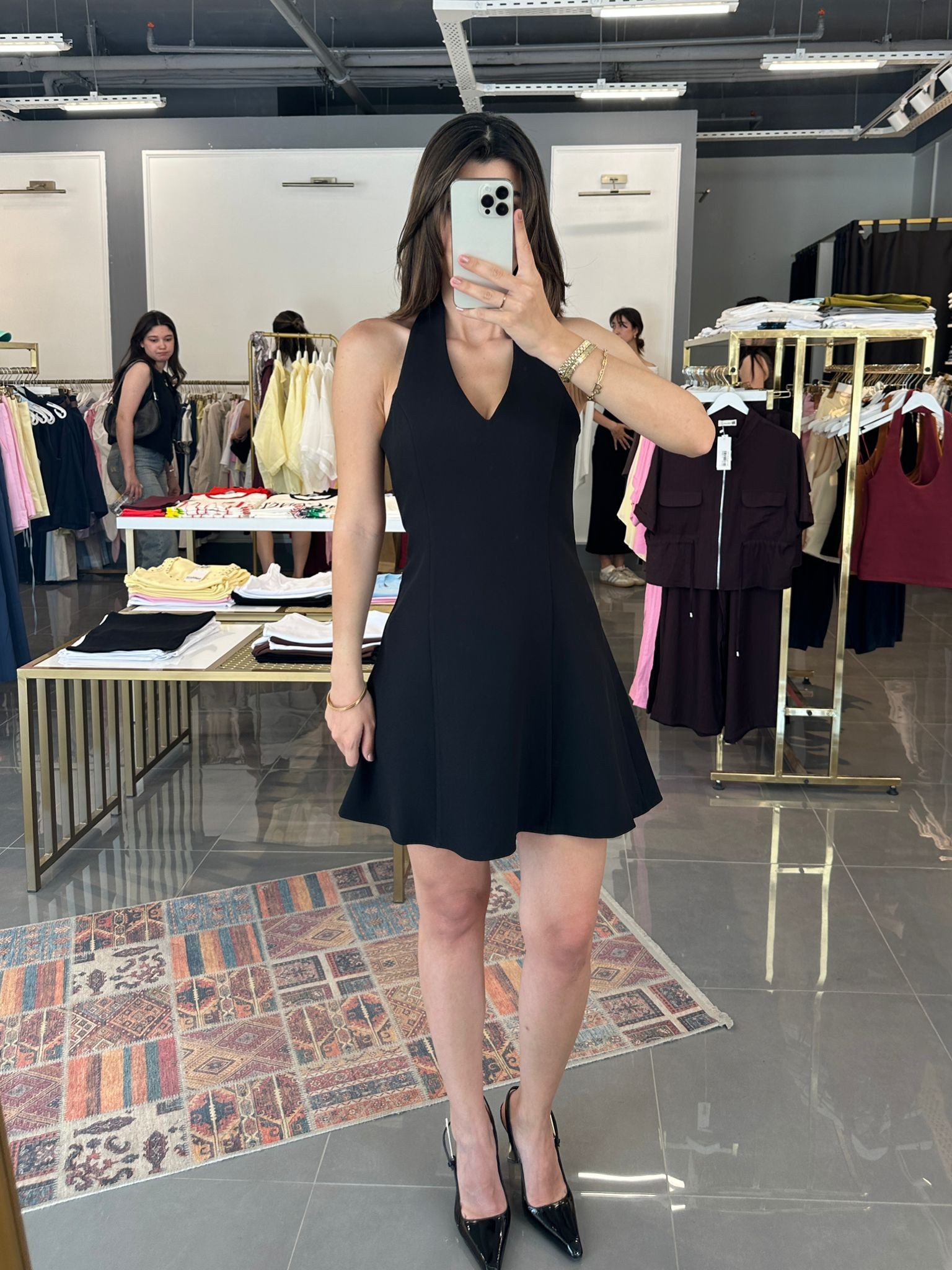 Premium Boyundan Askılı Mini Elbise 