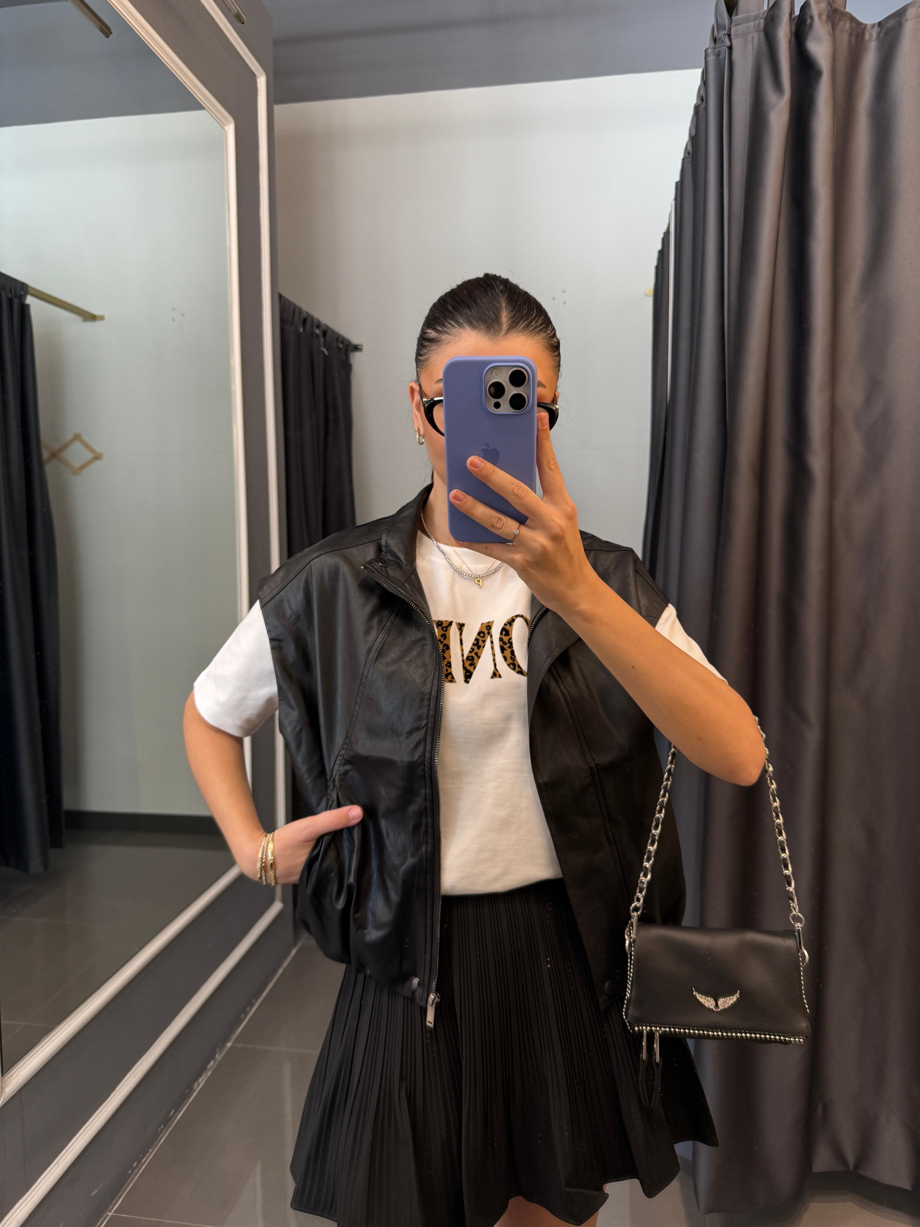 Oversize Bomber Deri Yelek 