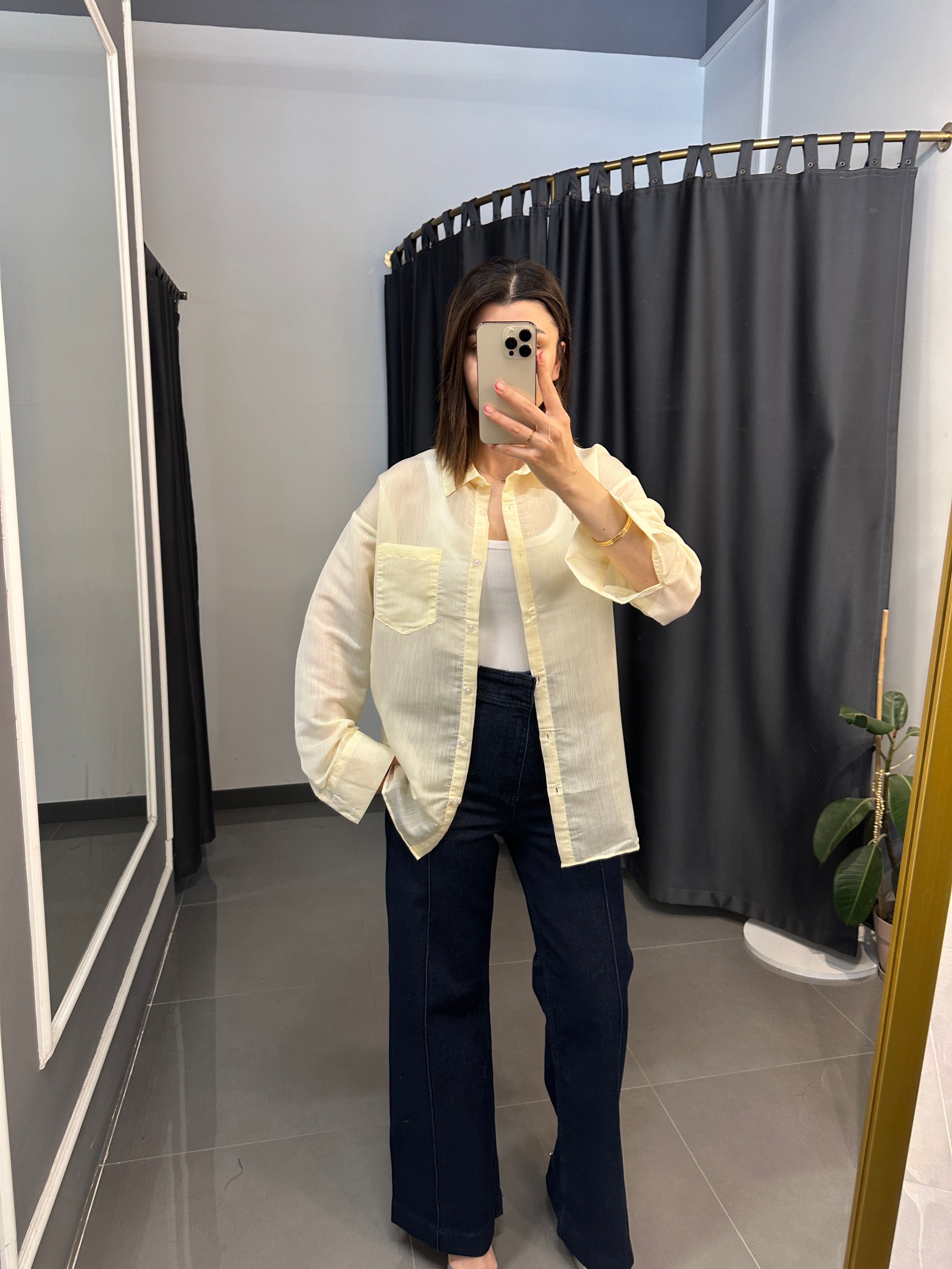 Orj Marka Oversize Gömlek Sarı