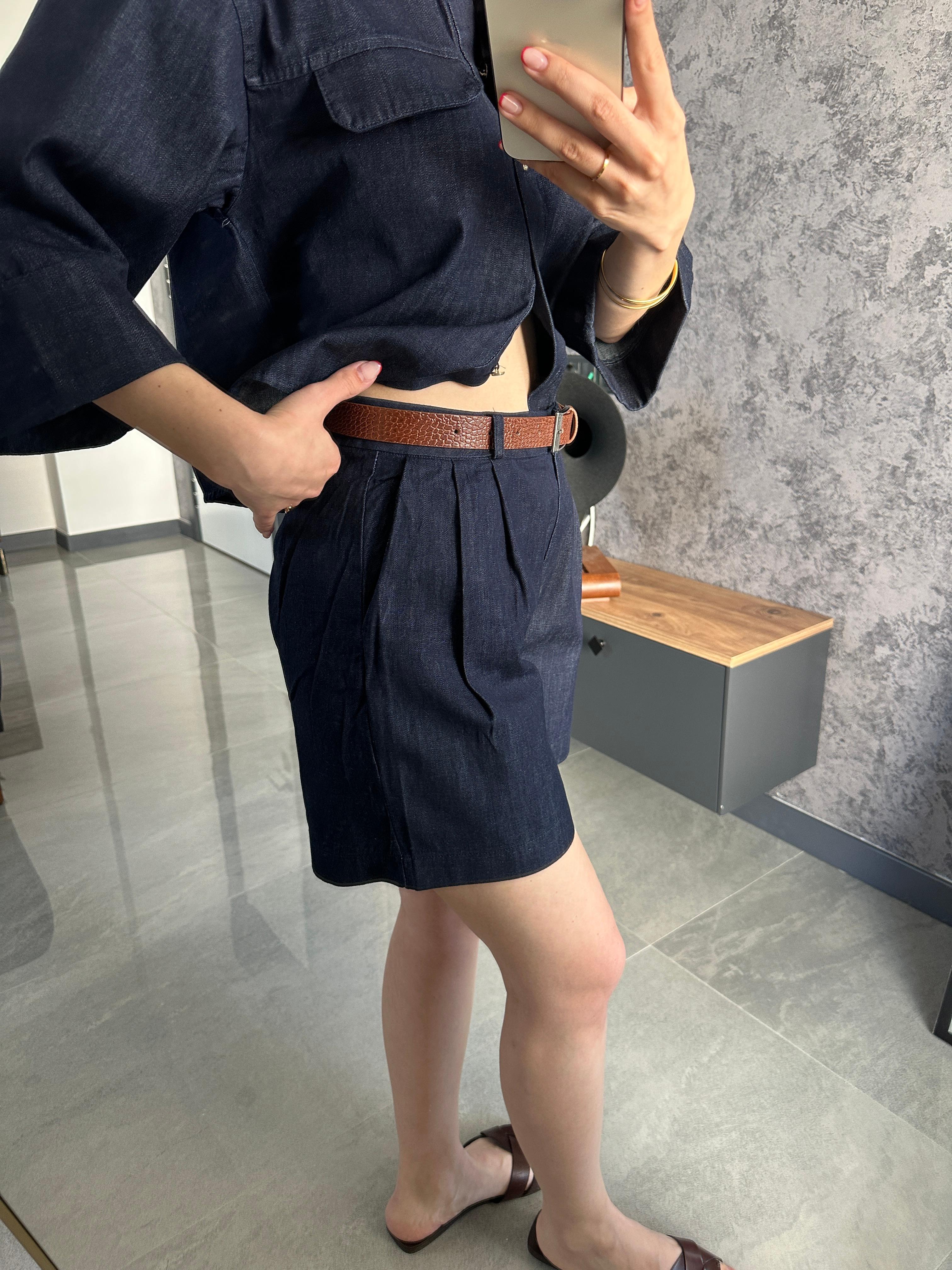 Premium Denim Gömlek Şort Takım