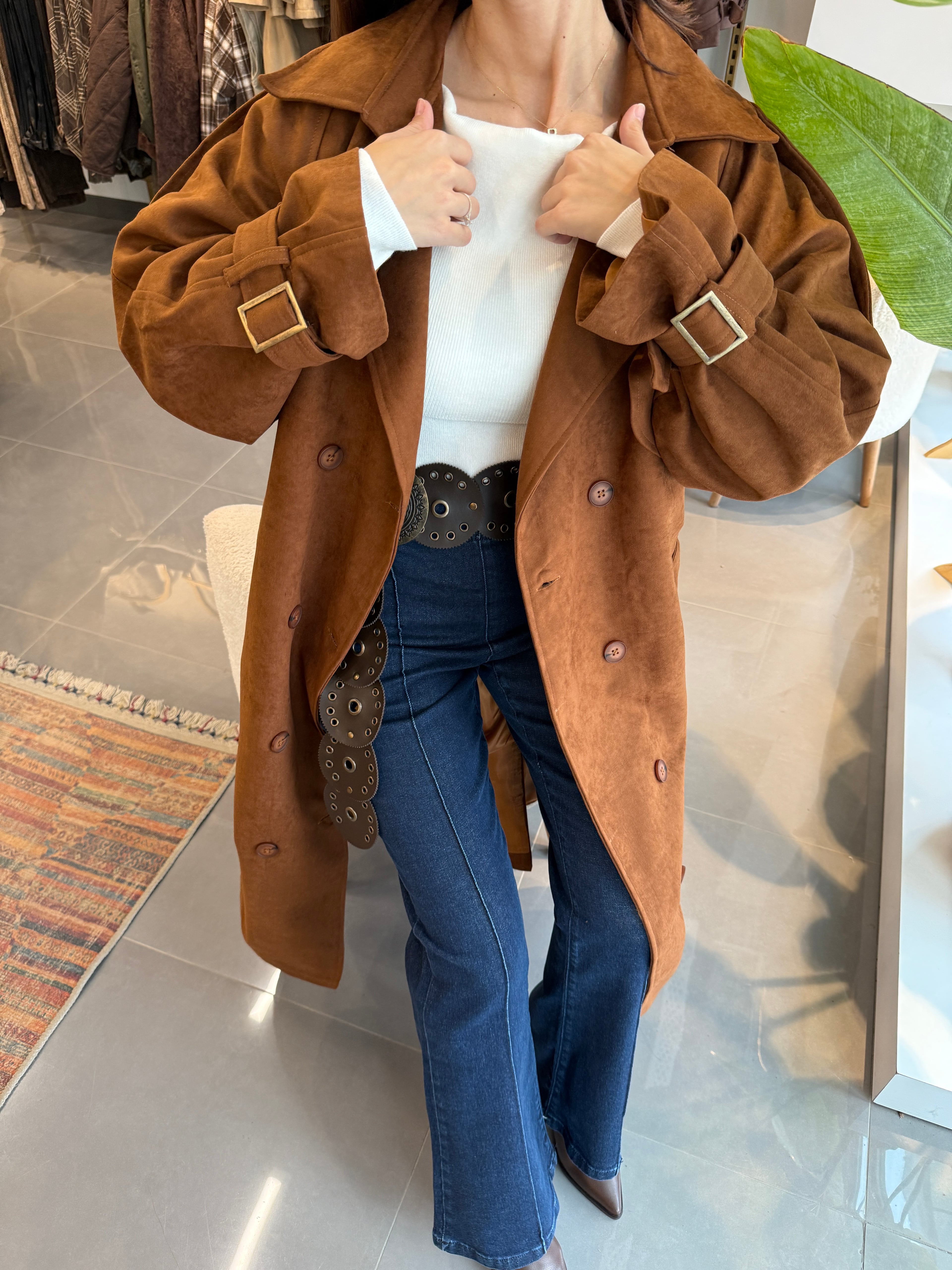 Premium Nubuk Trenç Camel