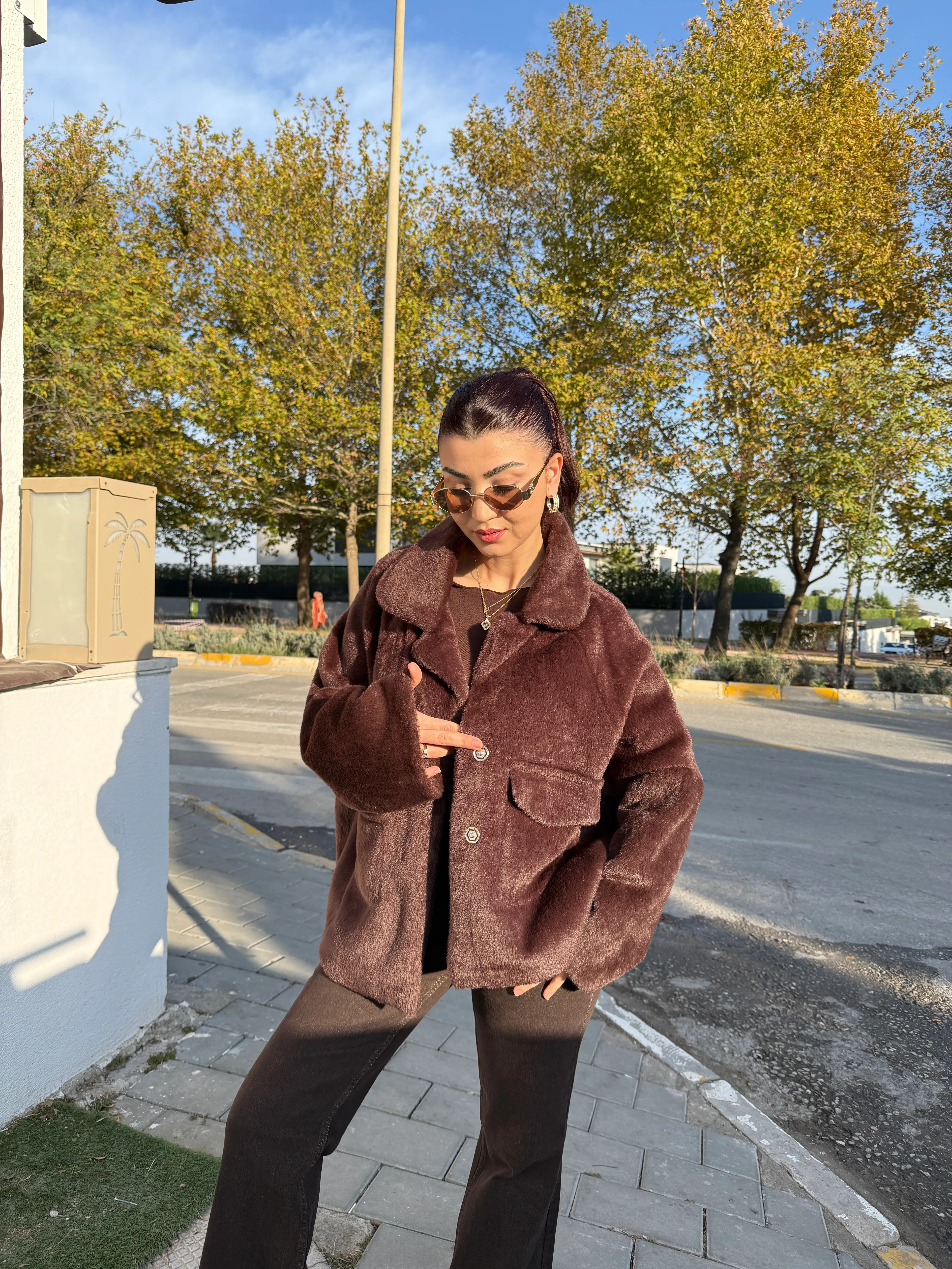 Oversize Cep Detay Kürk 