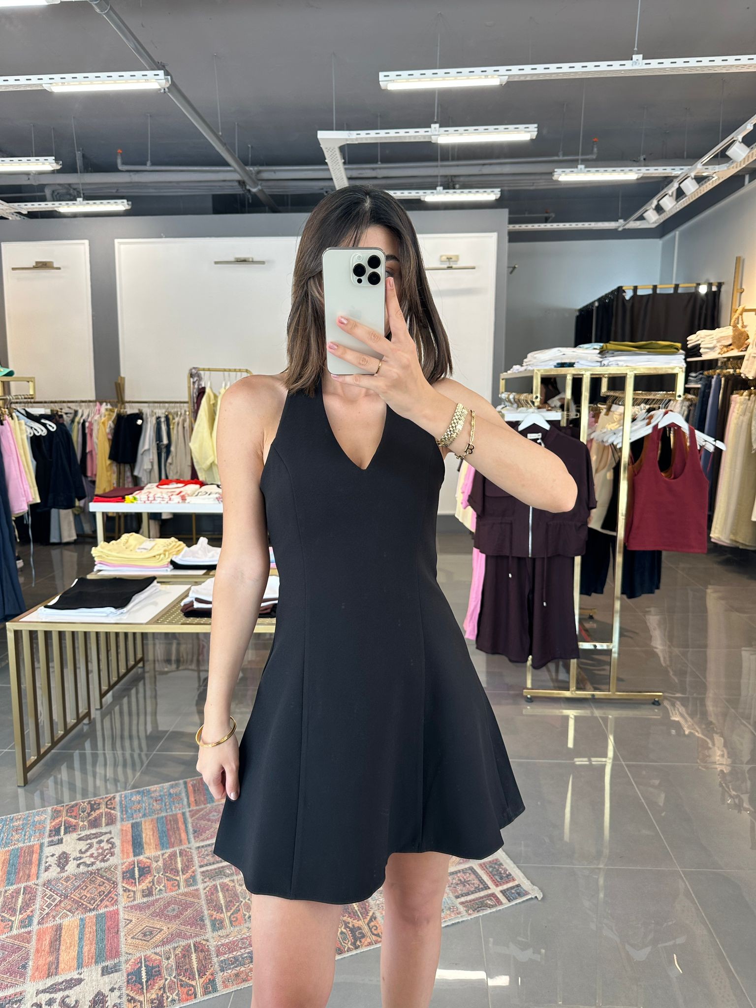 Premium Boyundan Askılı Mini Elbise 
