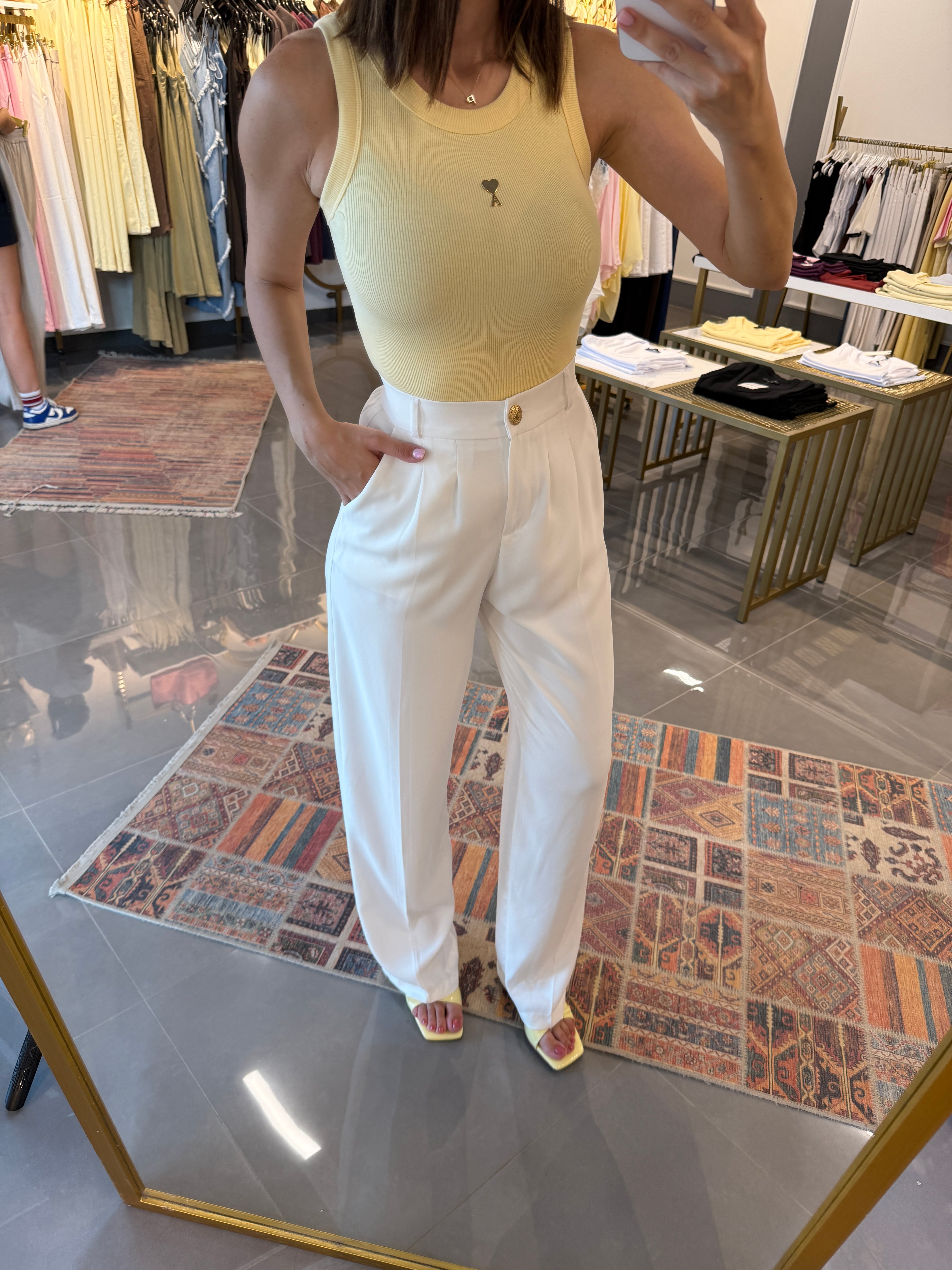 Premium Kumaş Gold Düğme Palazzo