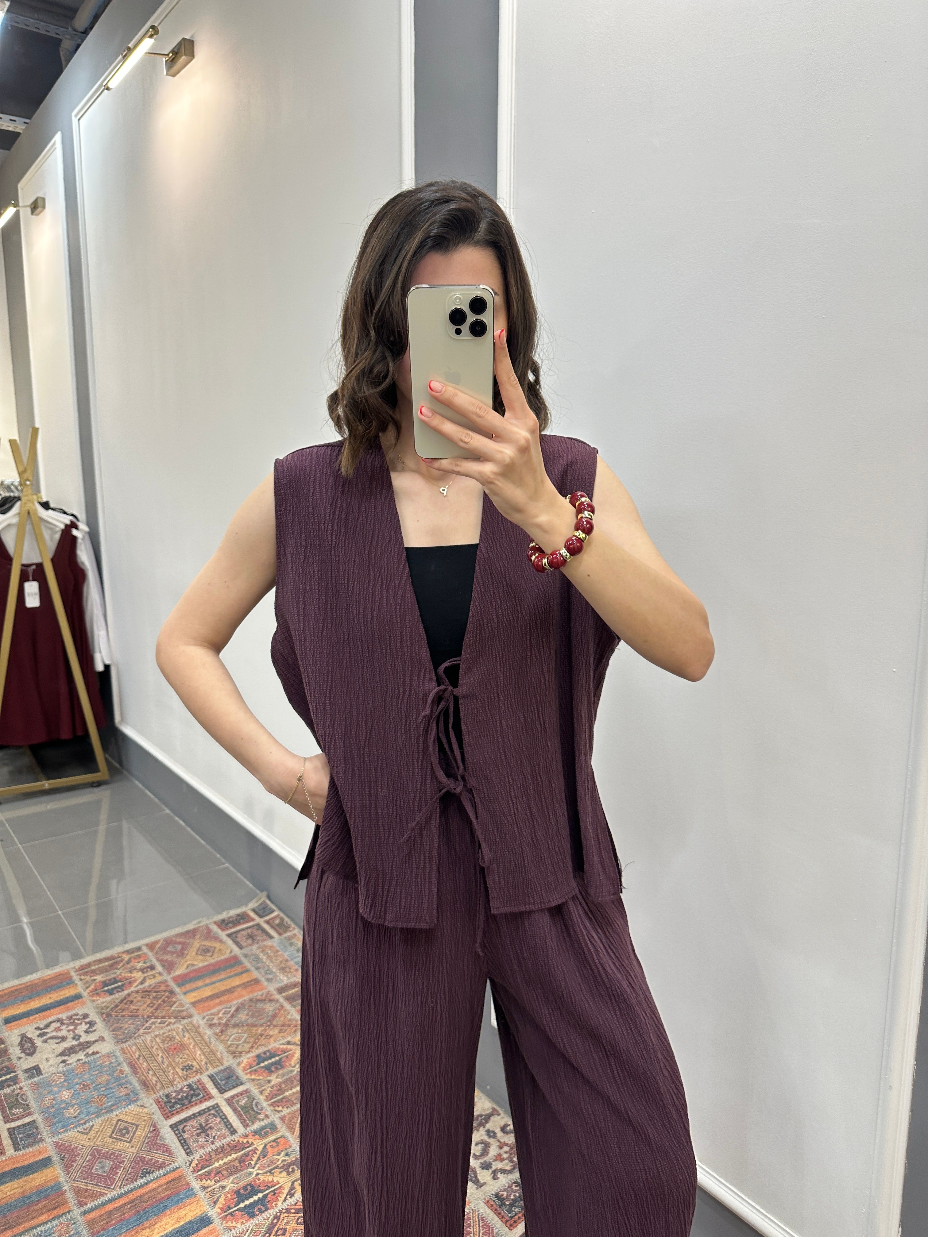 Premium Doku Bağlama Detay Takım Mürdüm