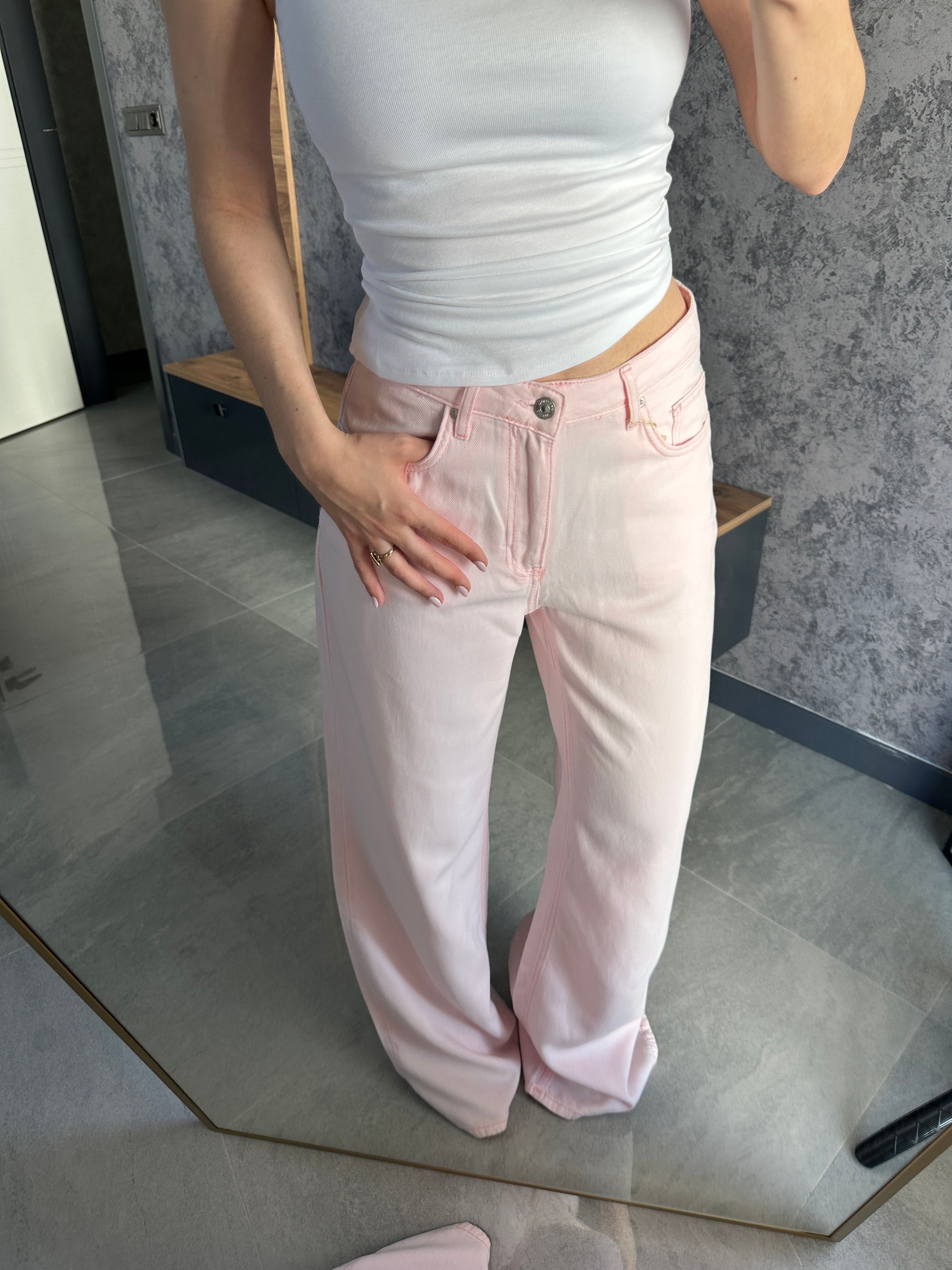 Dilvin Organik Pamuk Tensel Denim Pantolon Pembe