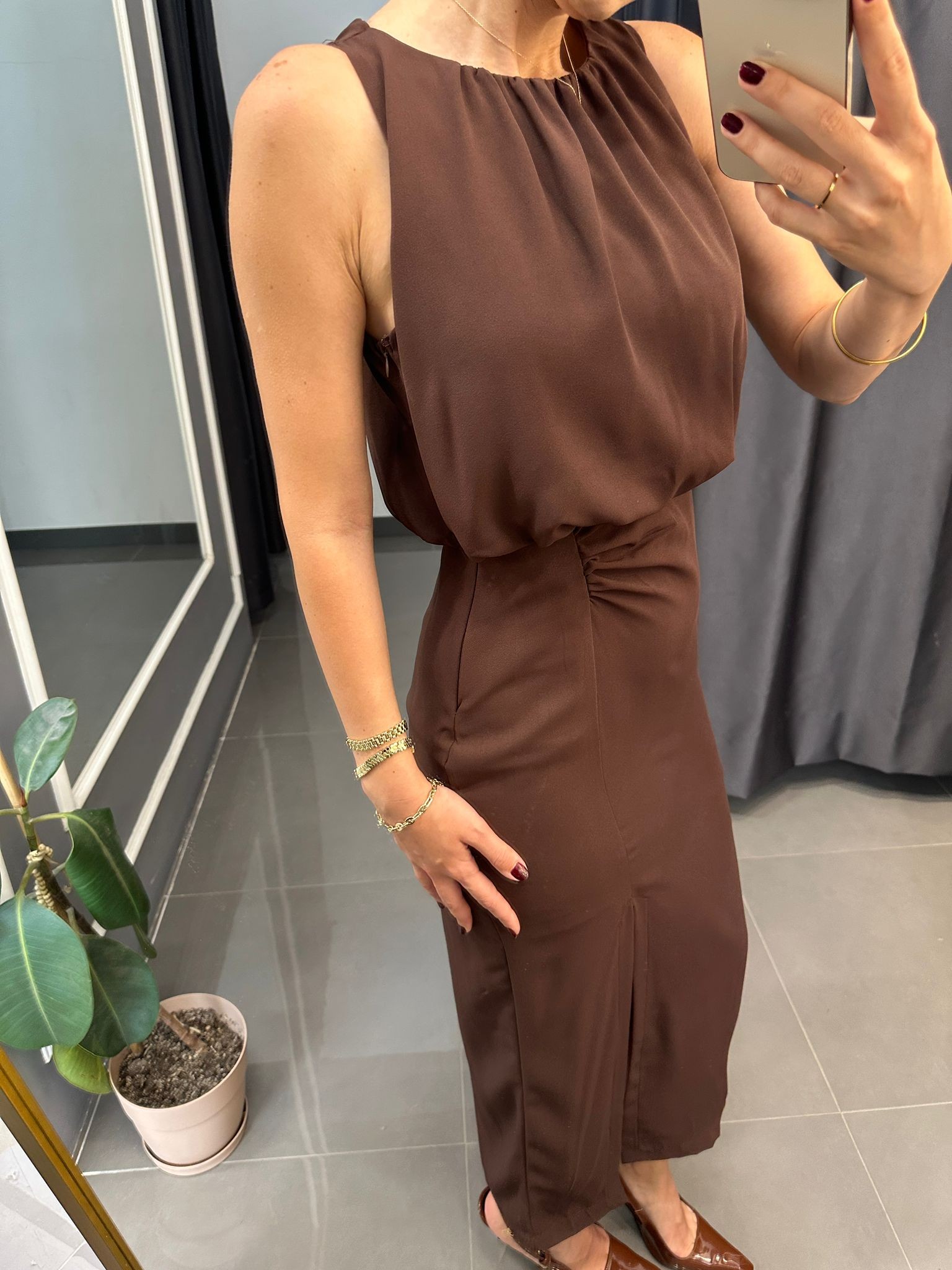Premium Kumaş Büzgülü Elbise