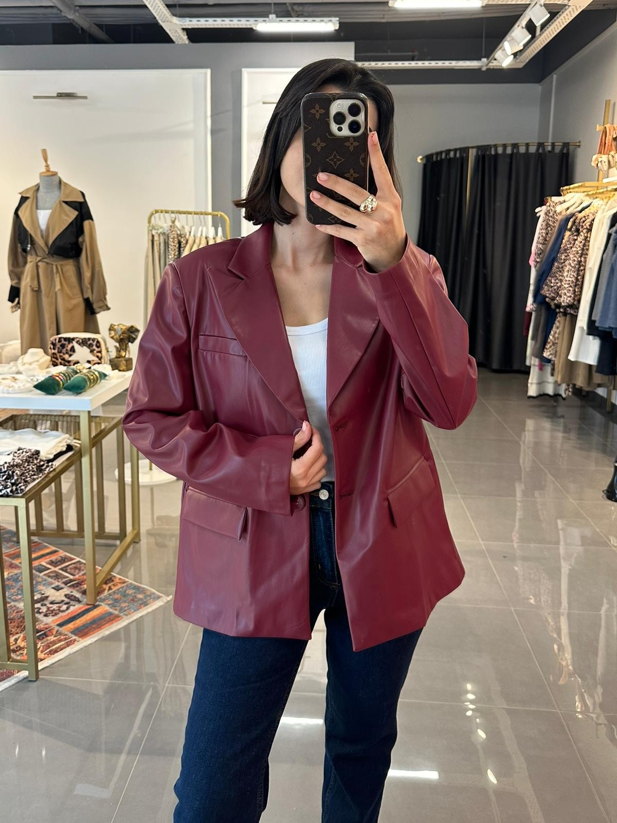 Premium Kalite Yumuşak Deri Blazer Ceketi