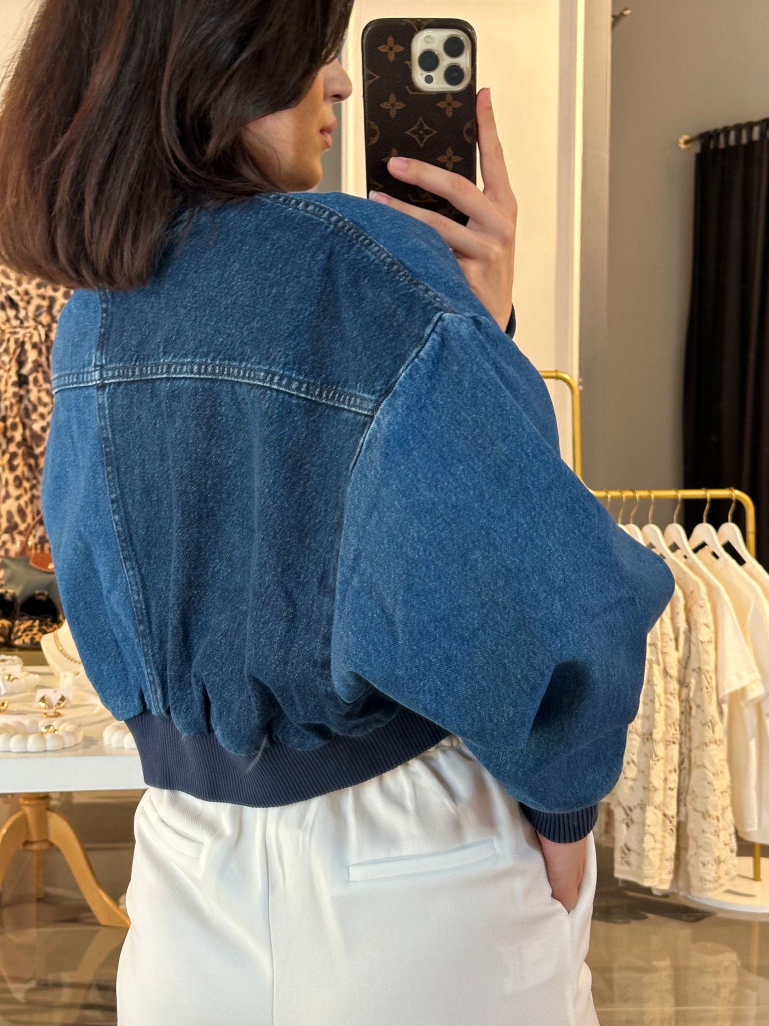 Premium Astarlı  Denim Bomber Ceket