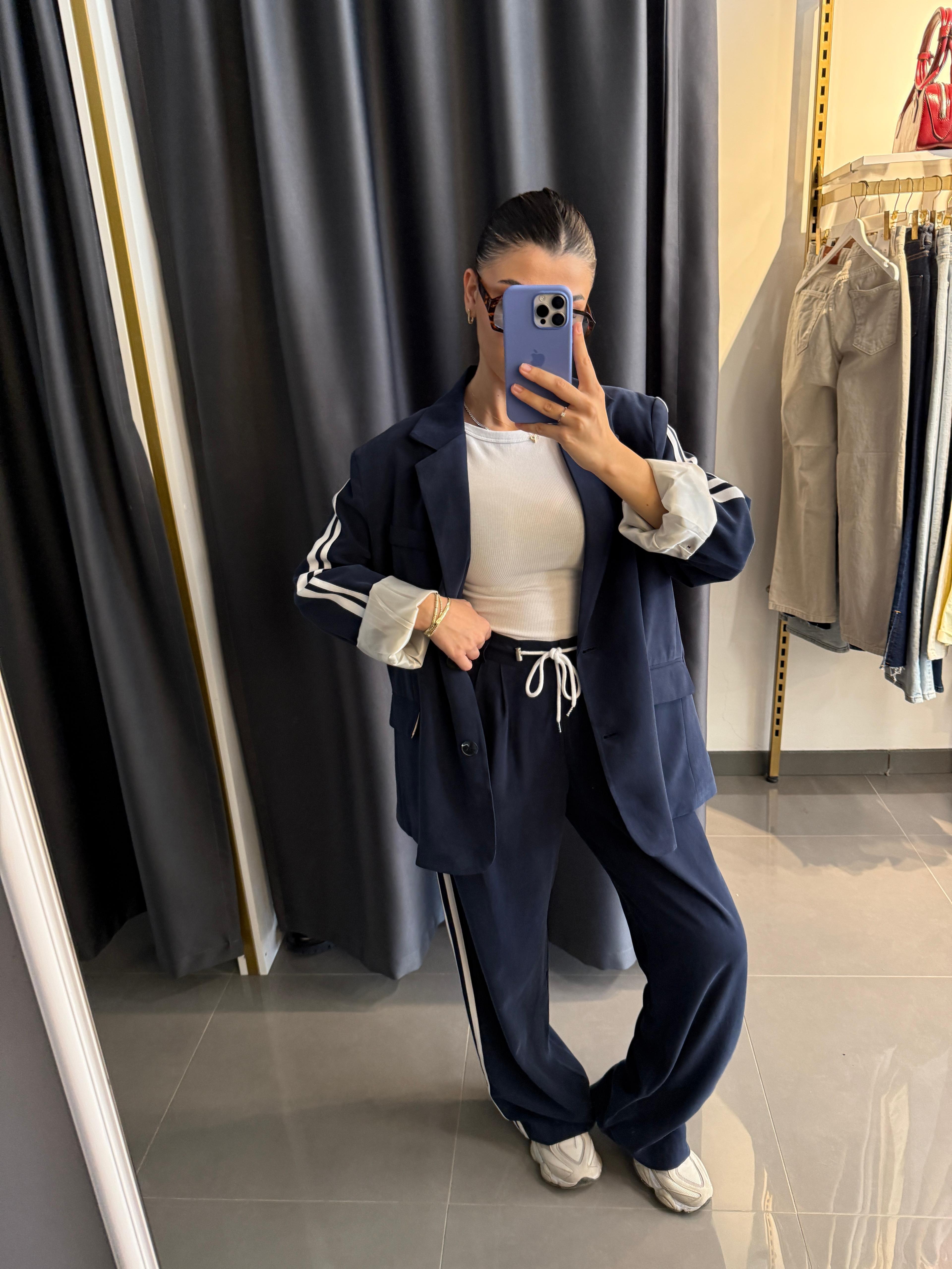 Premium Kumaş Şerit Detay Blazer Takım 