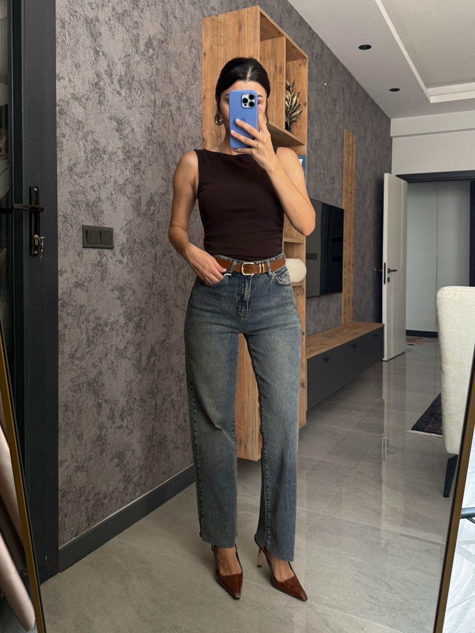 Ultra Yüksek Bel Kemerli Jean 