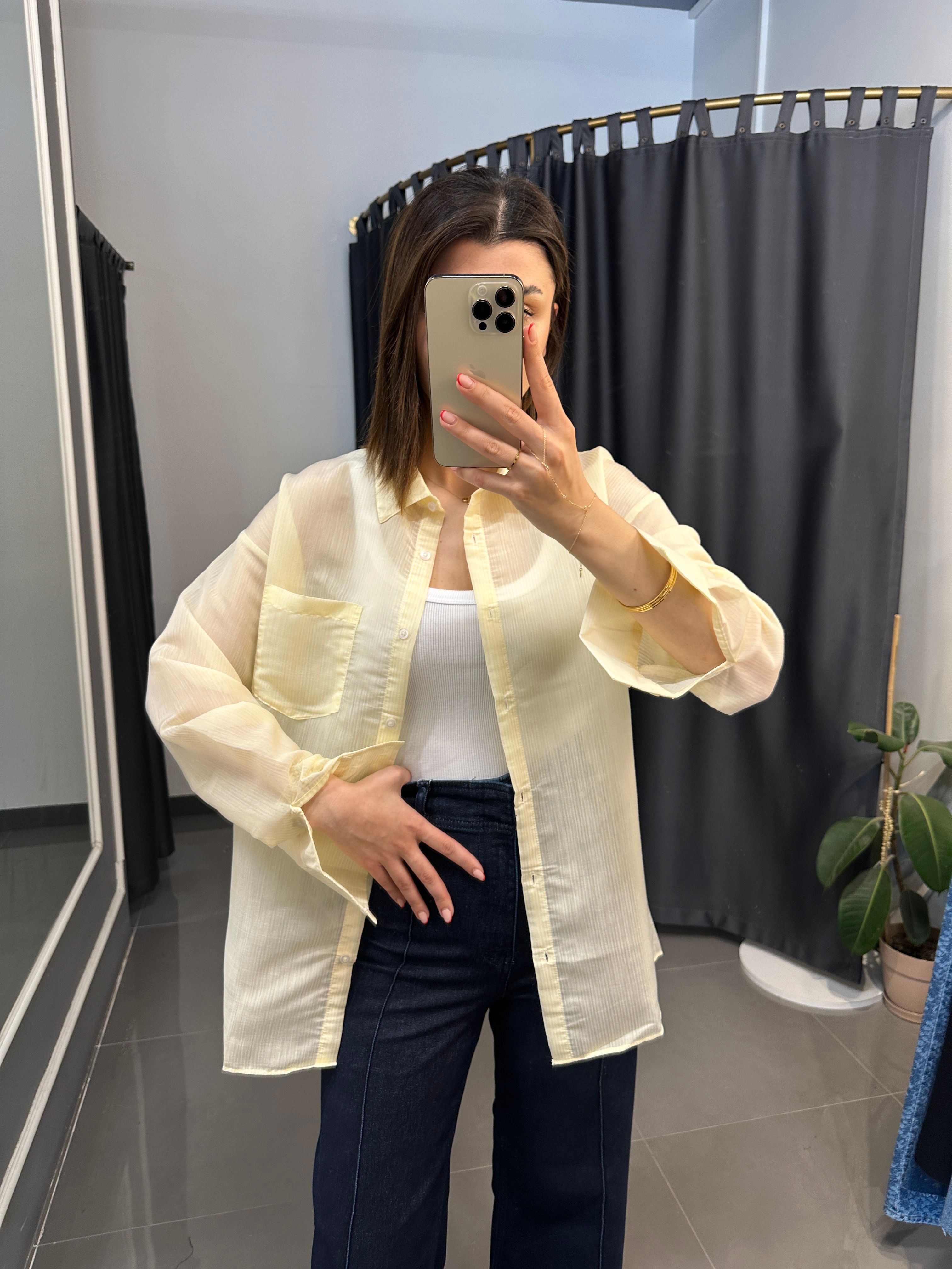 Orj Marka Oversize Gömlek Sarı