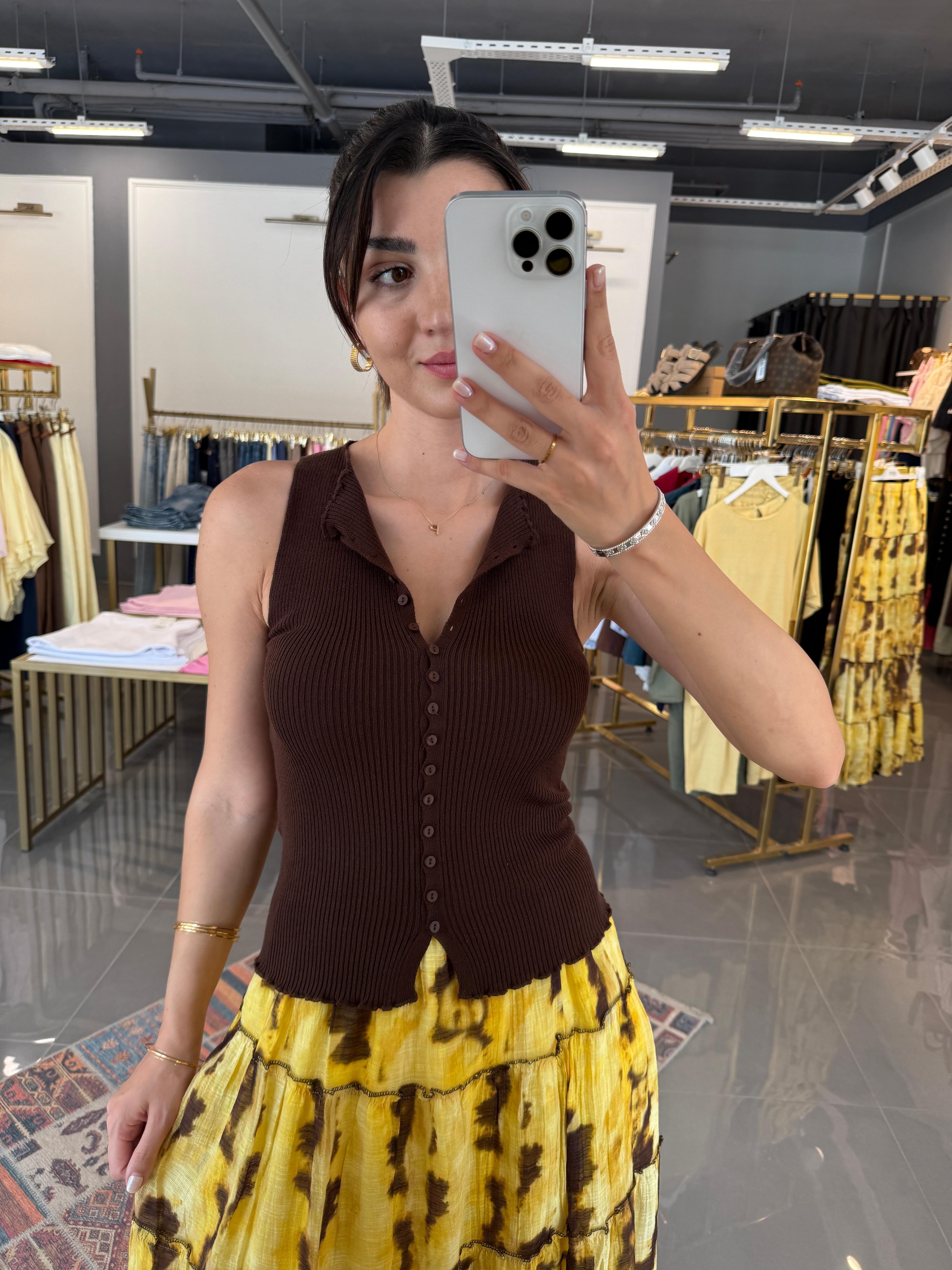 Fitilli Düğmeli Bluz