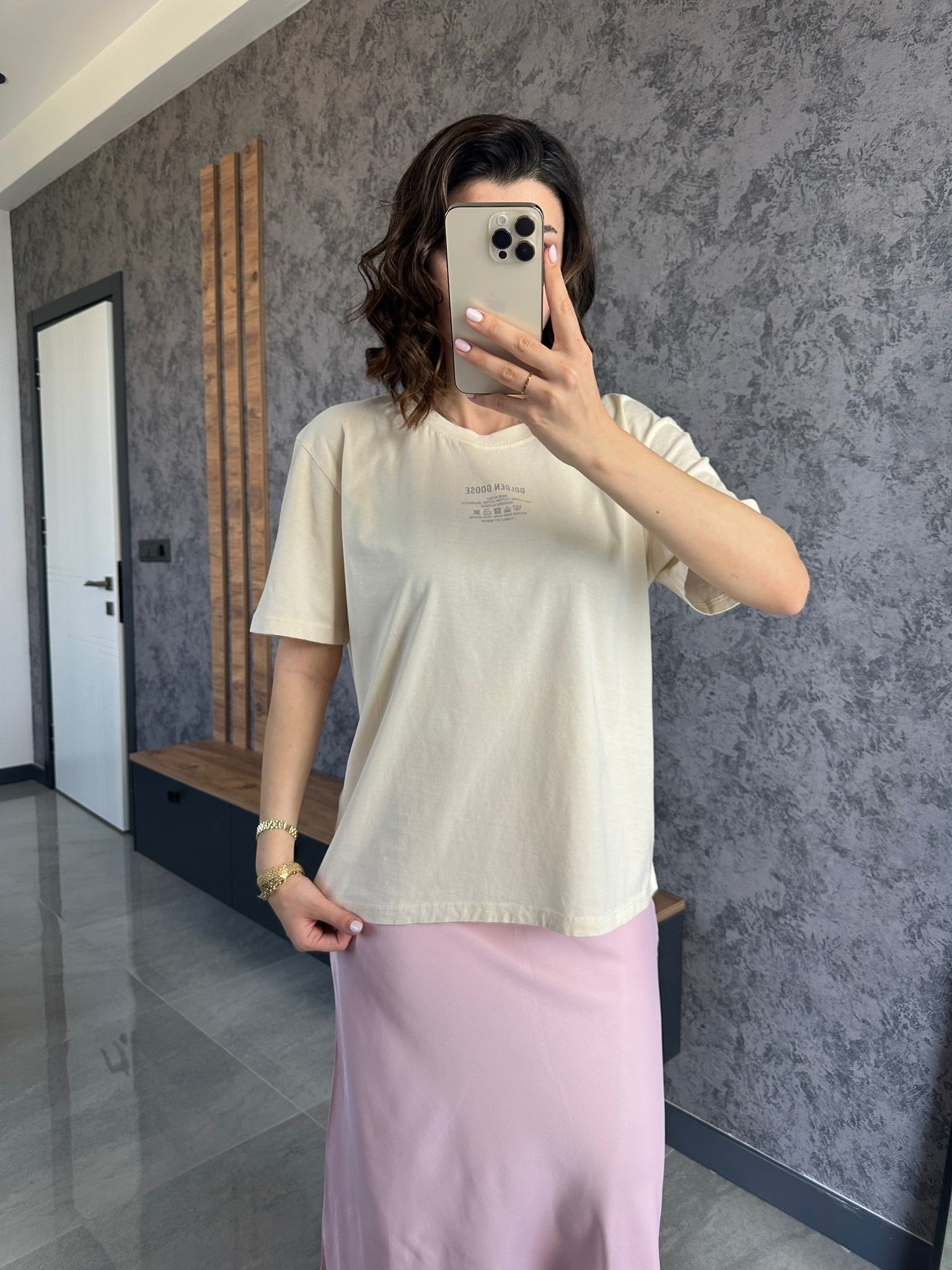 Oversize Golden Tişört Ekru