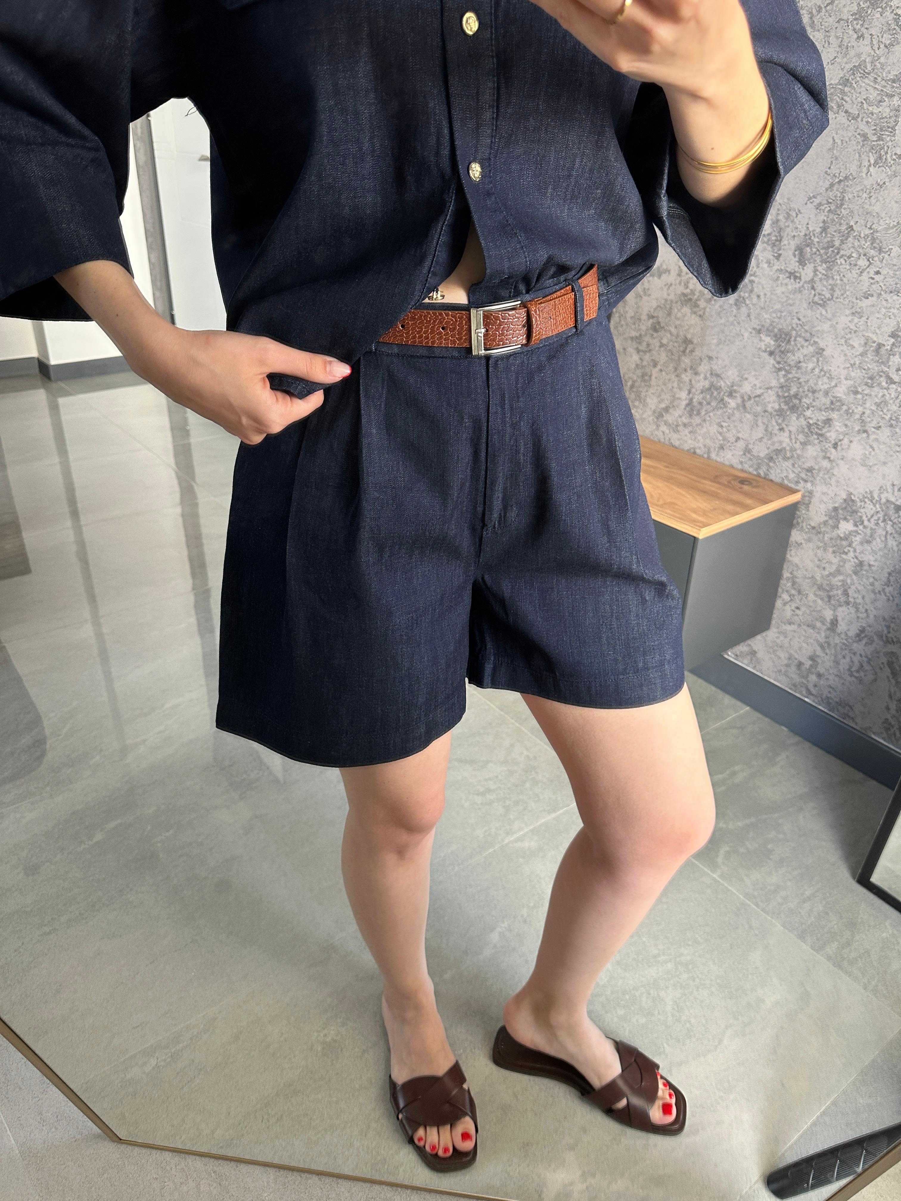 Premium Denim Gömlek Şort Takım