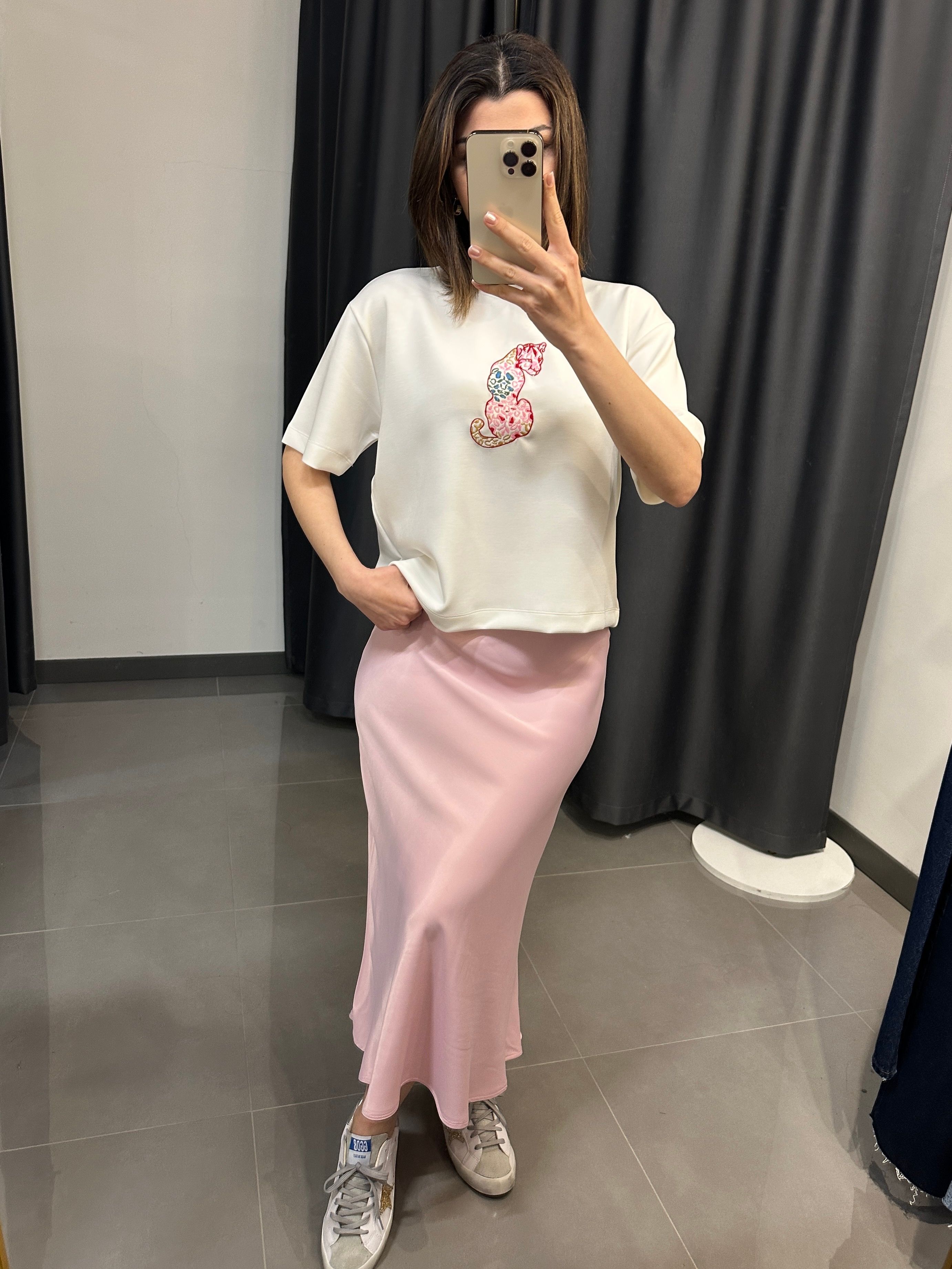 Midi Boy Saten Etek Şeker Pembe