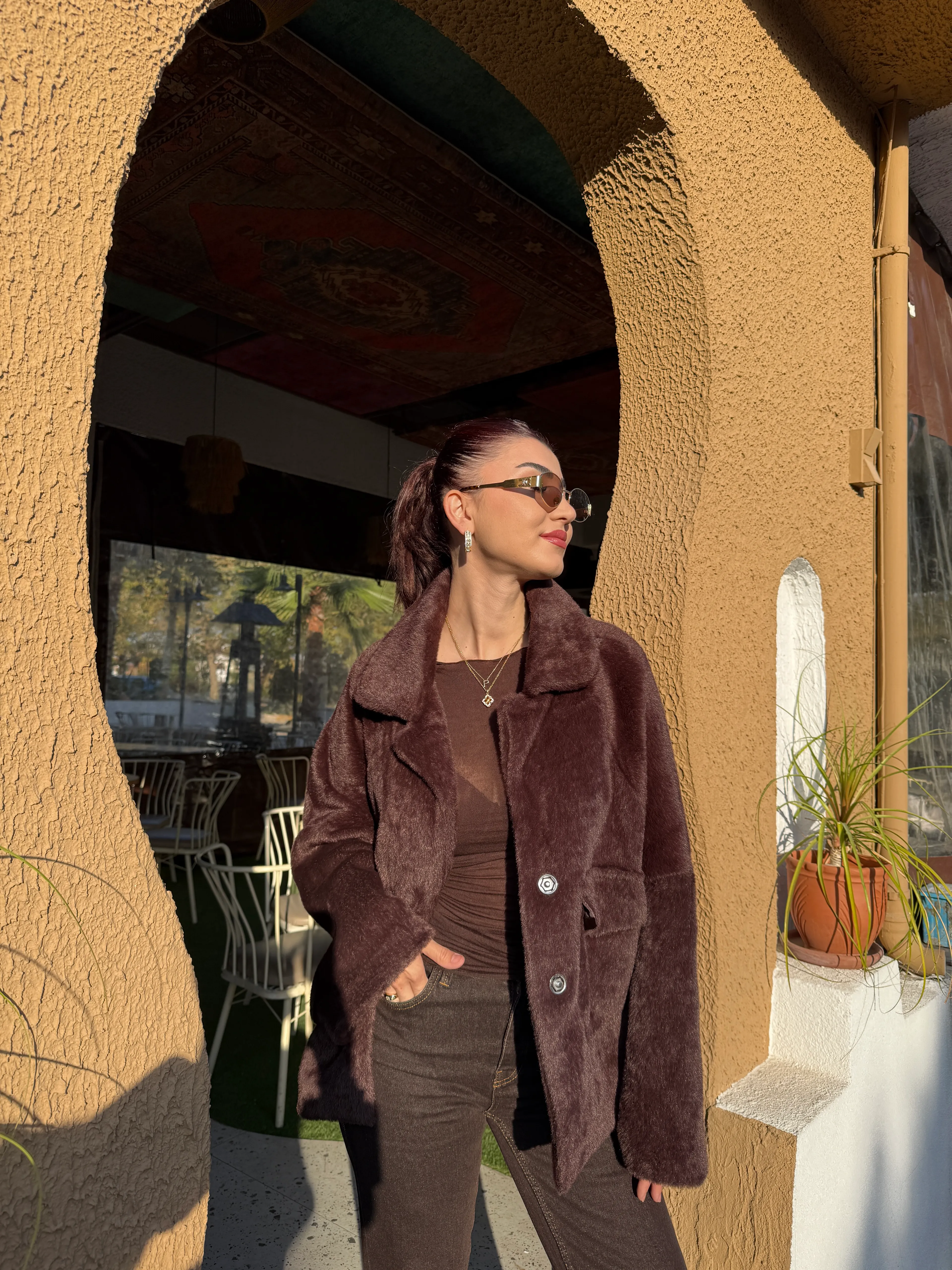 Oversize Cep Detay Kürk 