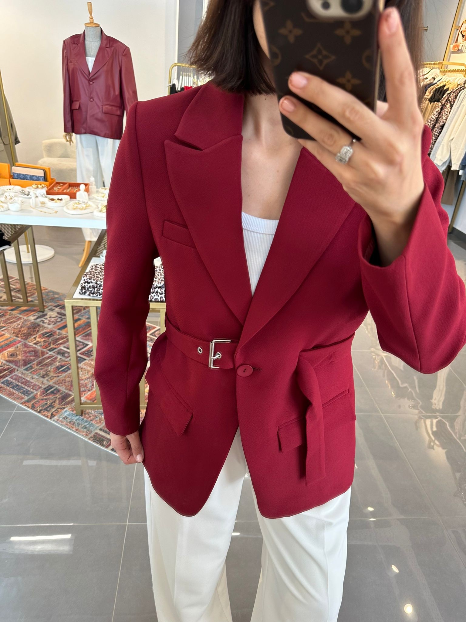 Premium Kalite Tasarım Vatkalı Blazer Ceket Burgonya