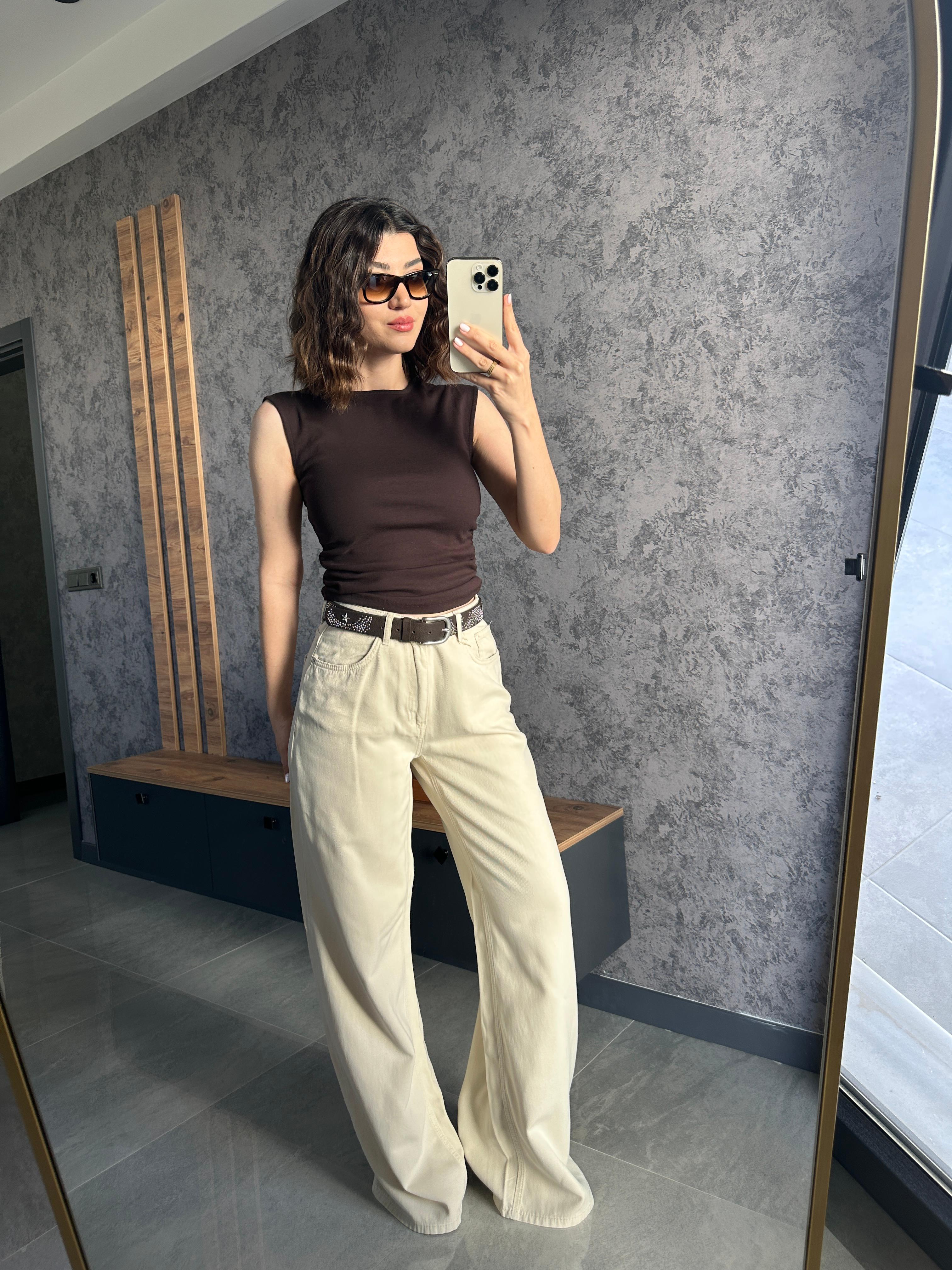 Dilvin Organik Pamuk Tensel Denim Pantolon Taş