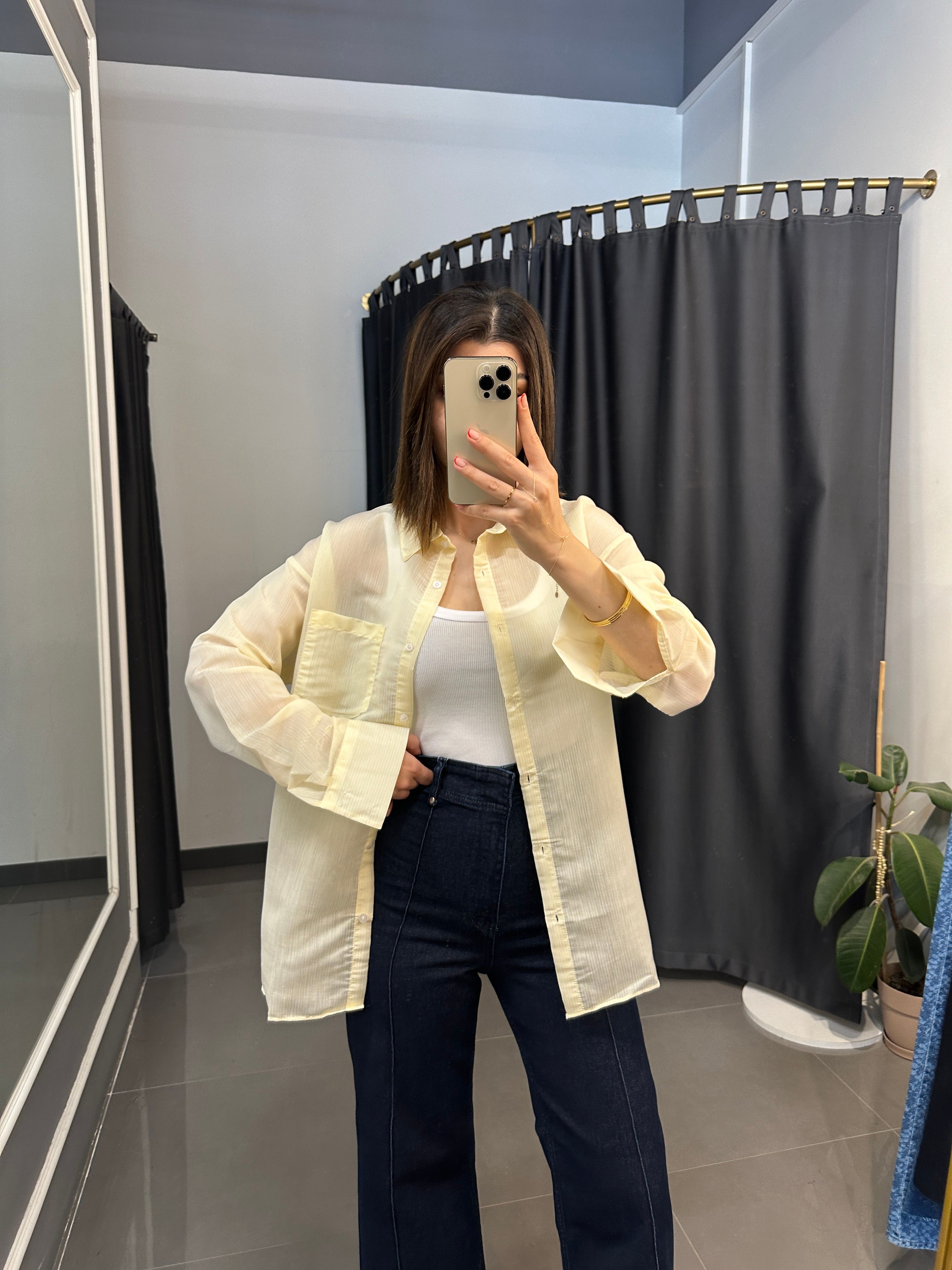 Orj Marka Oversize Gömlek Sarı