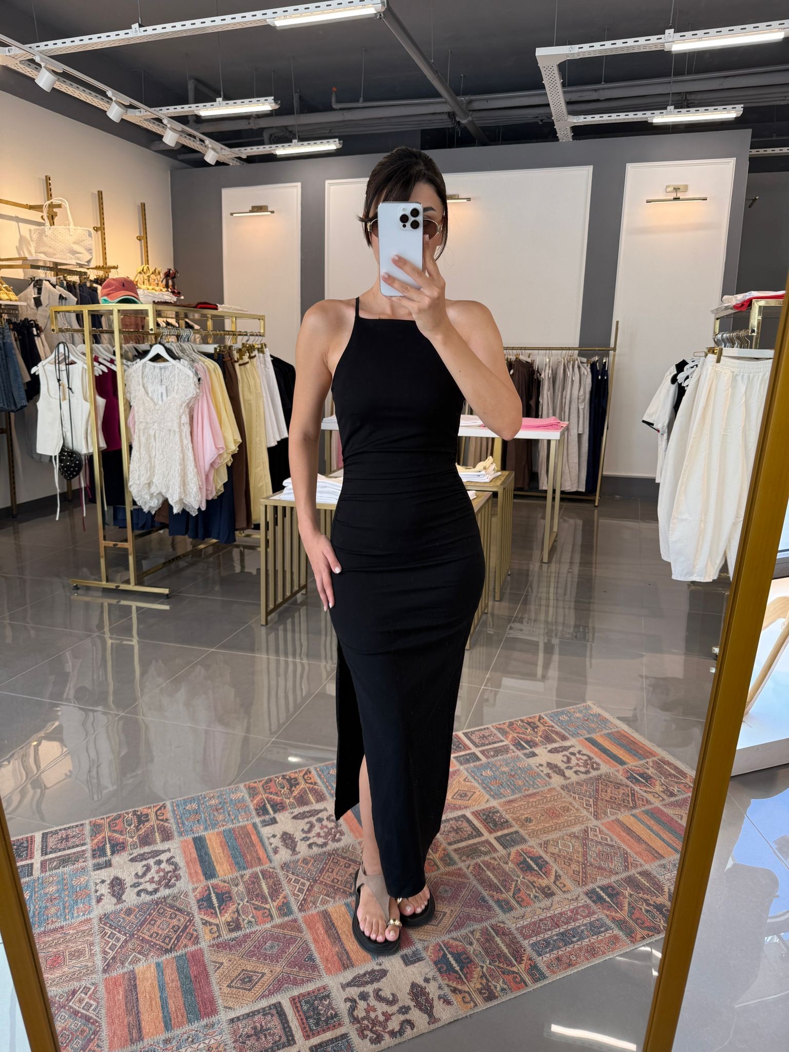Halter Yaka Midi Elbise