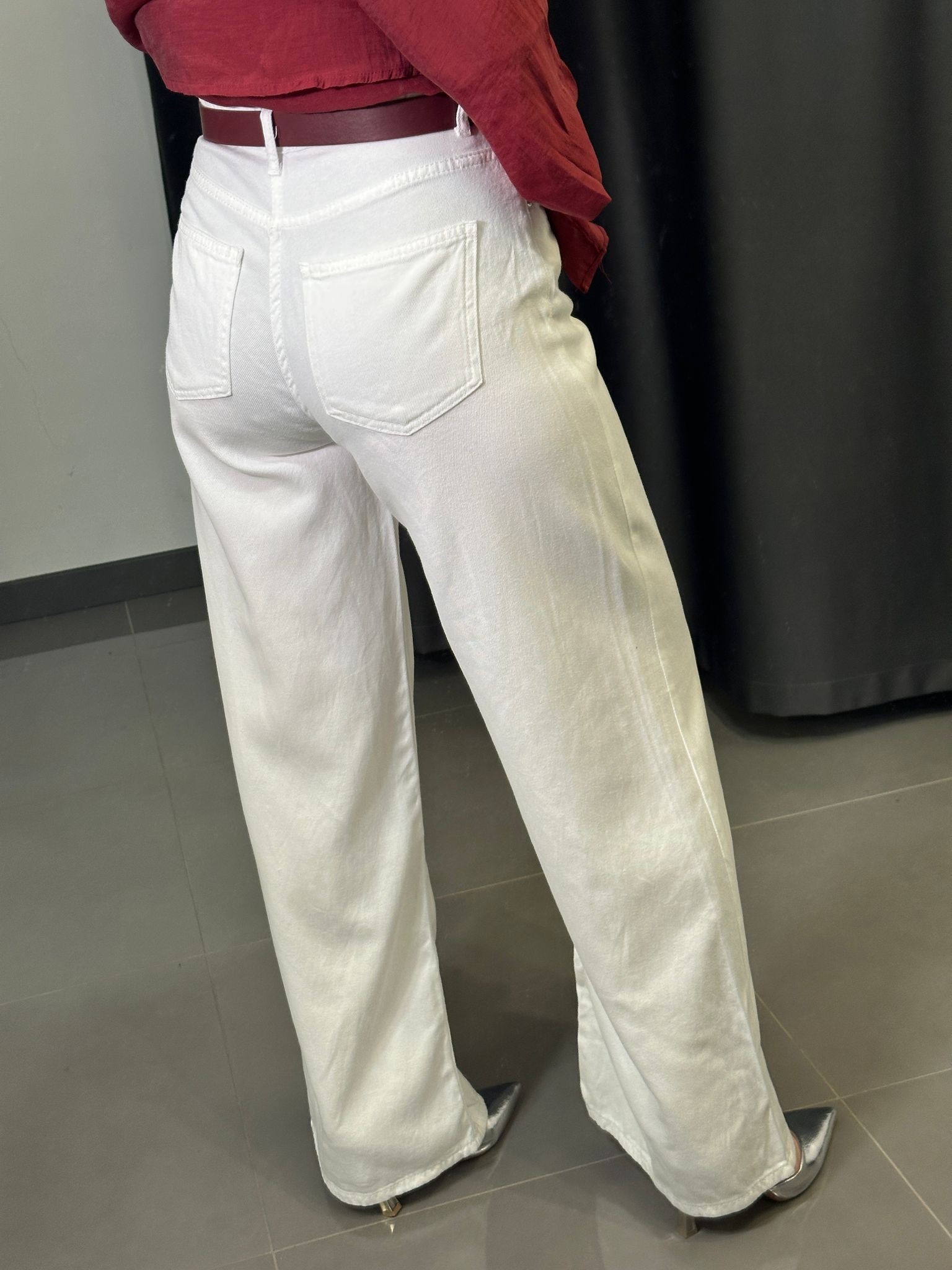 Dilvin Tensel Denim Palazzo Beyaz