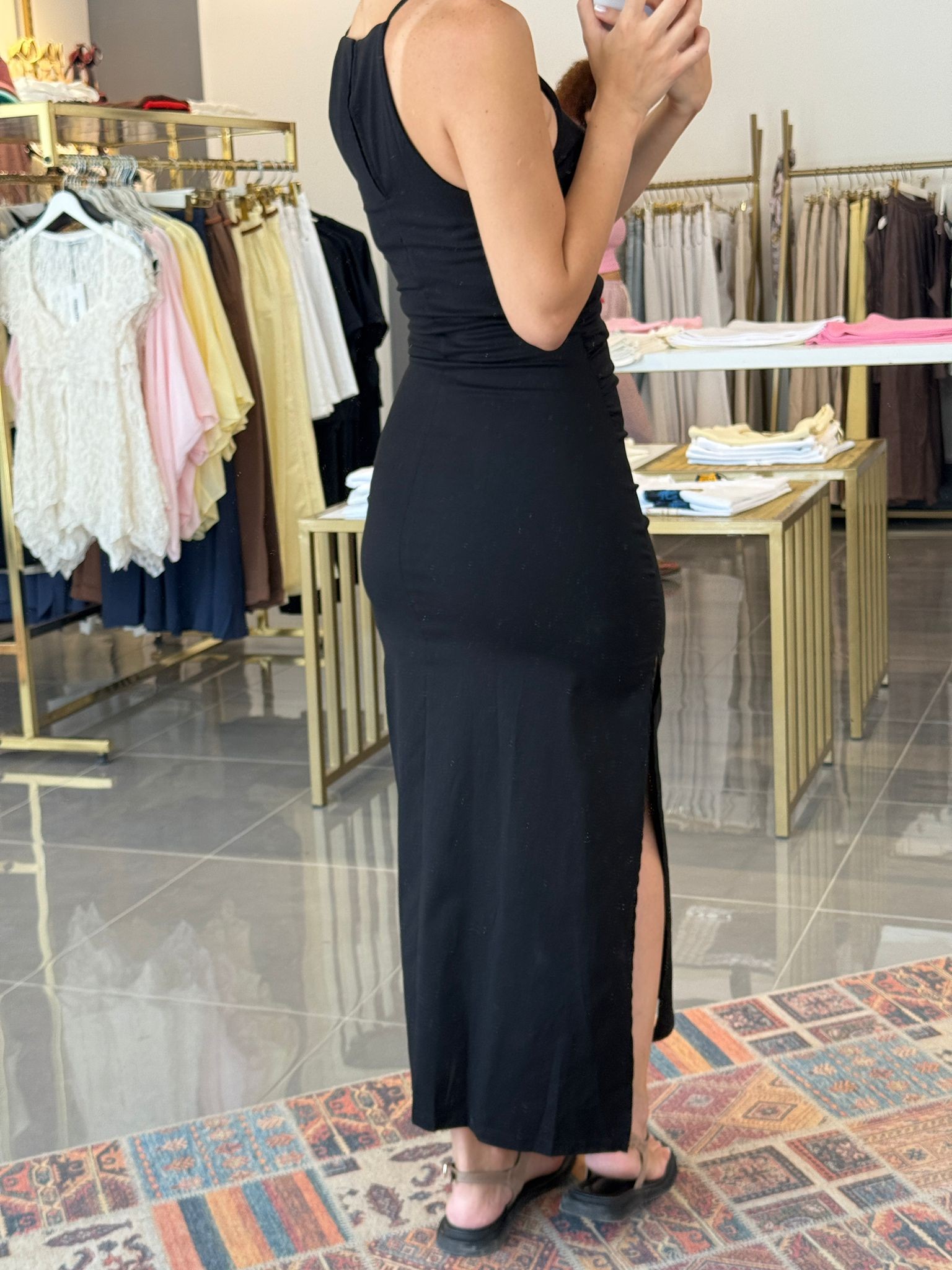 Halter Yaka Midi Elbise