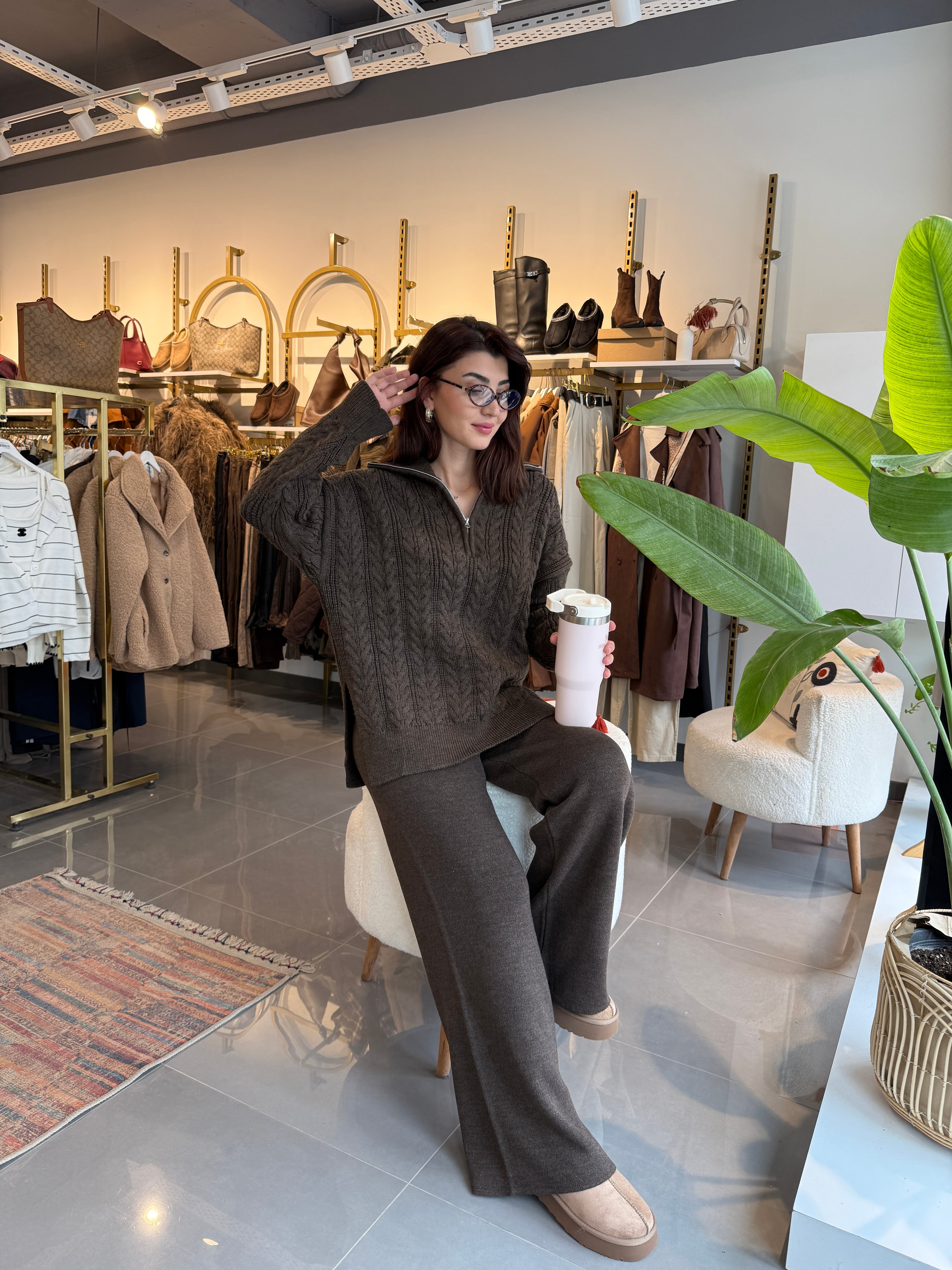 Premium Triko Pantolon Kahve