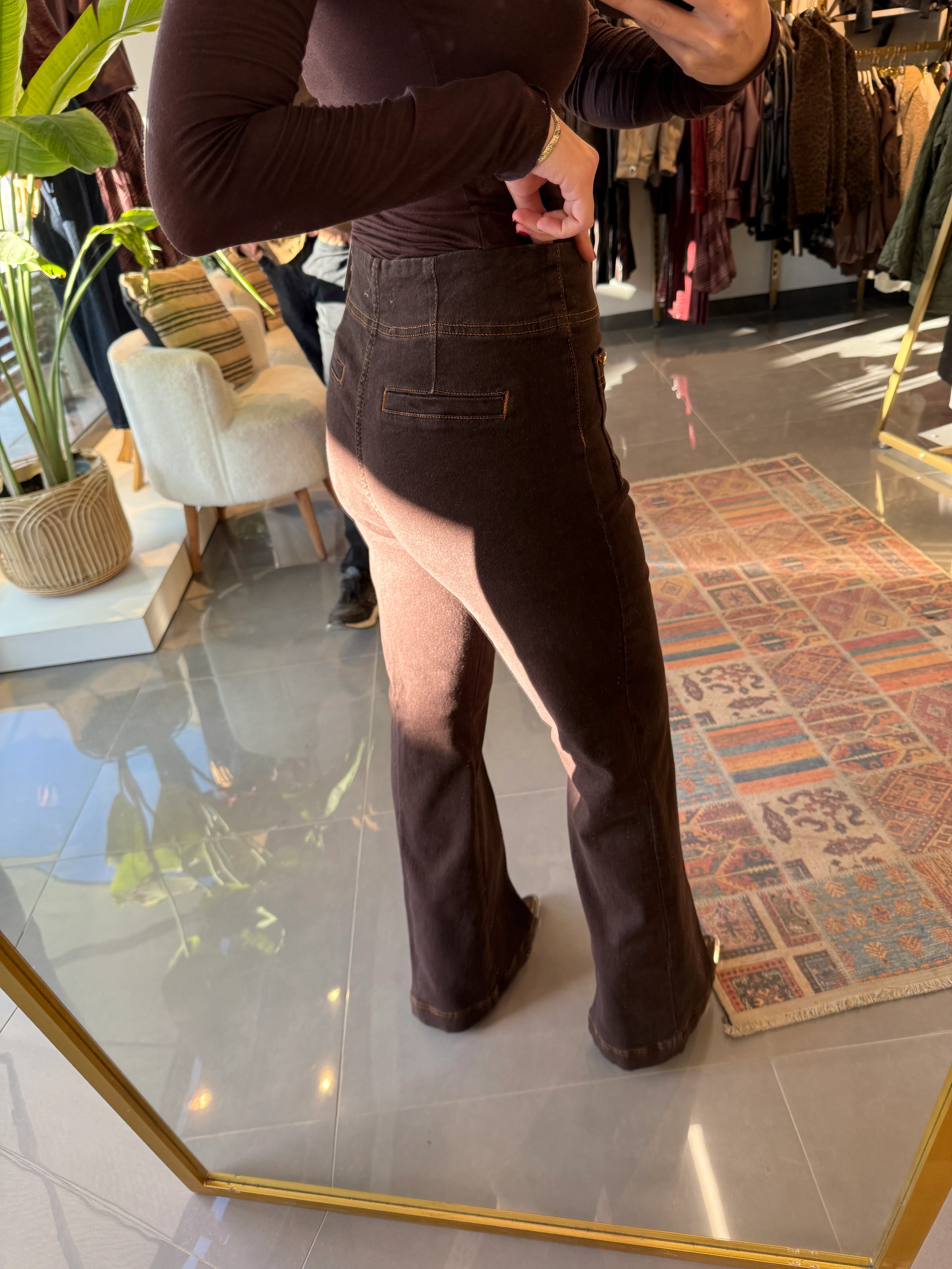 Özel Seri Ön Cep Jean Acı Kahve