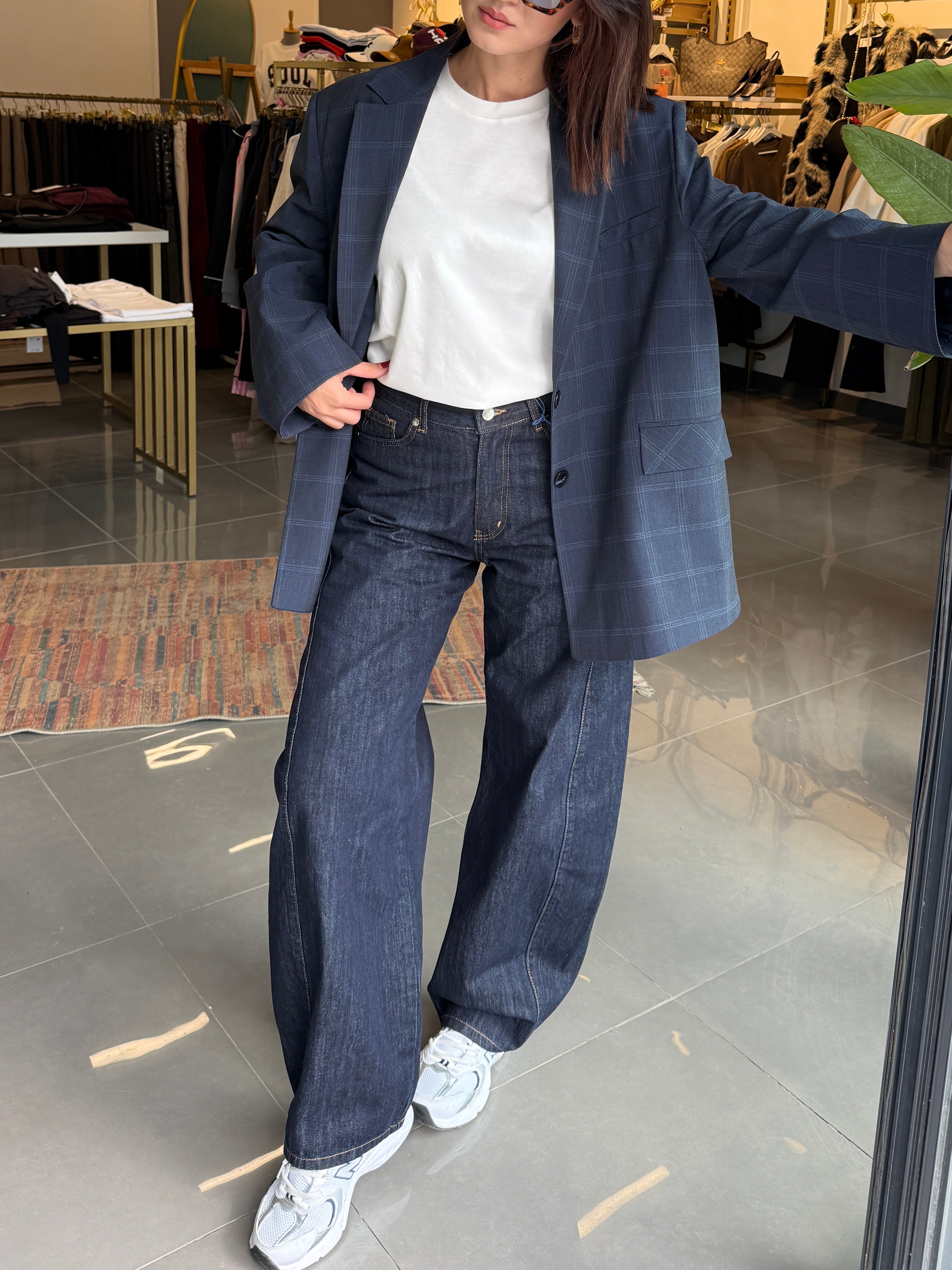 Yüksek Bel Tasarım Baggy Jean