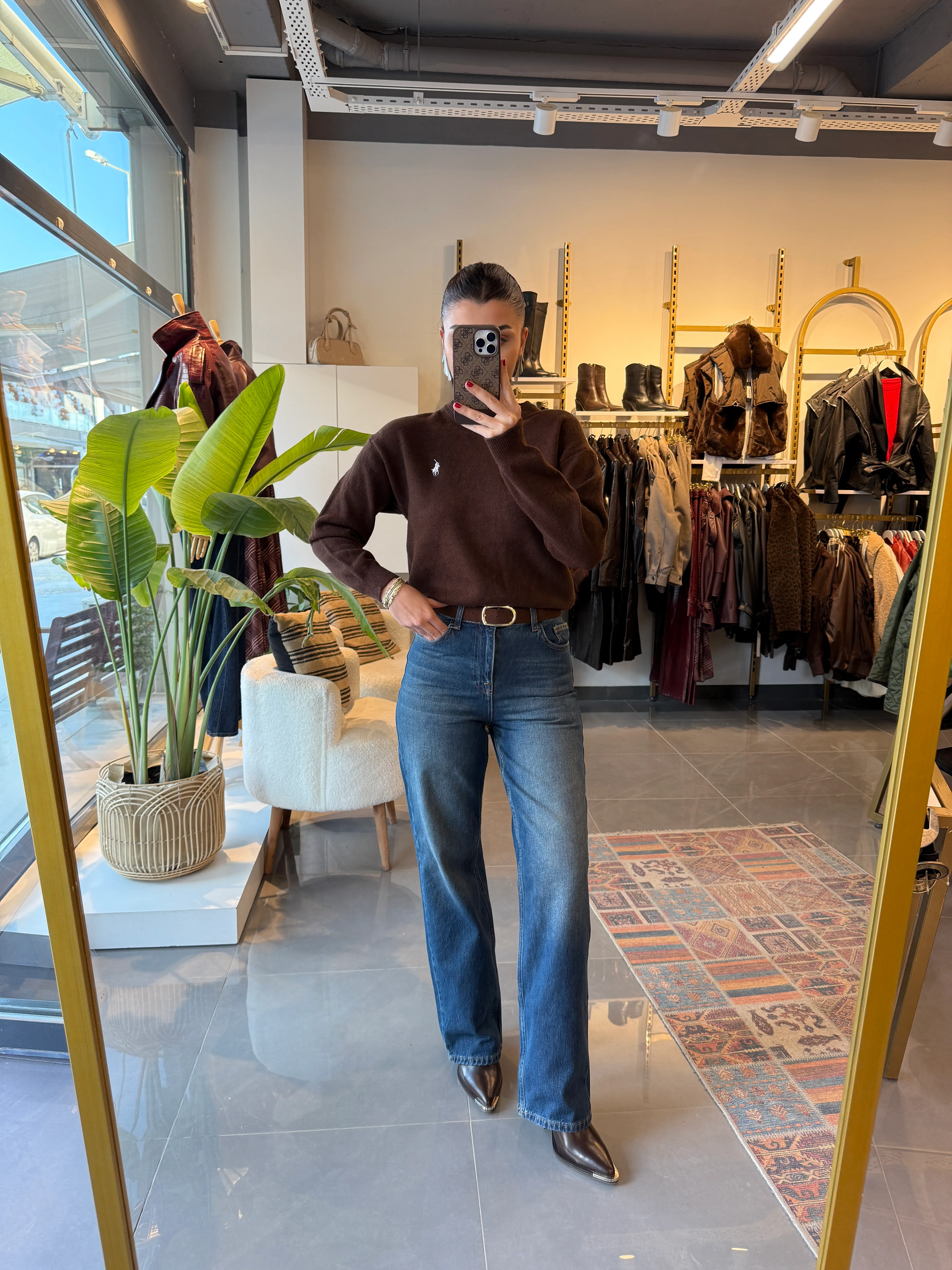 Özel Seri Kemerli Straıght Jean Mavi