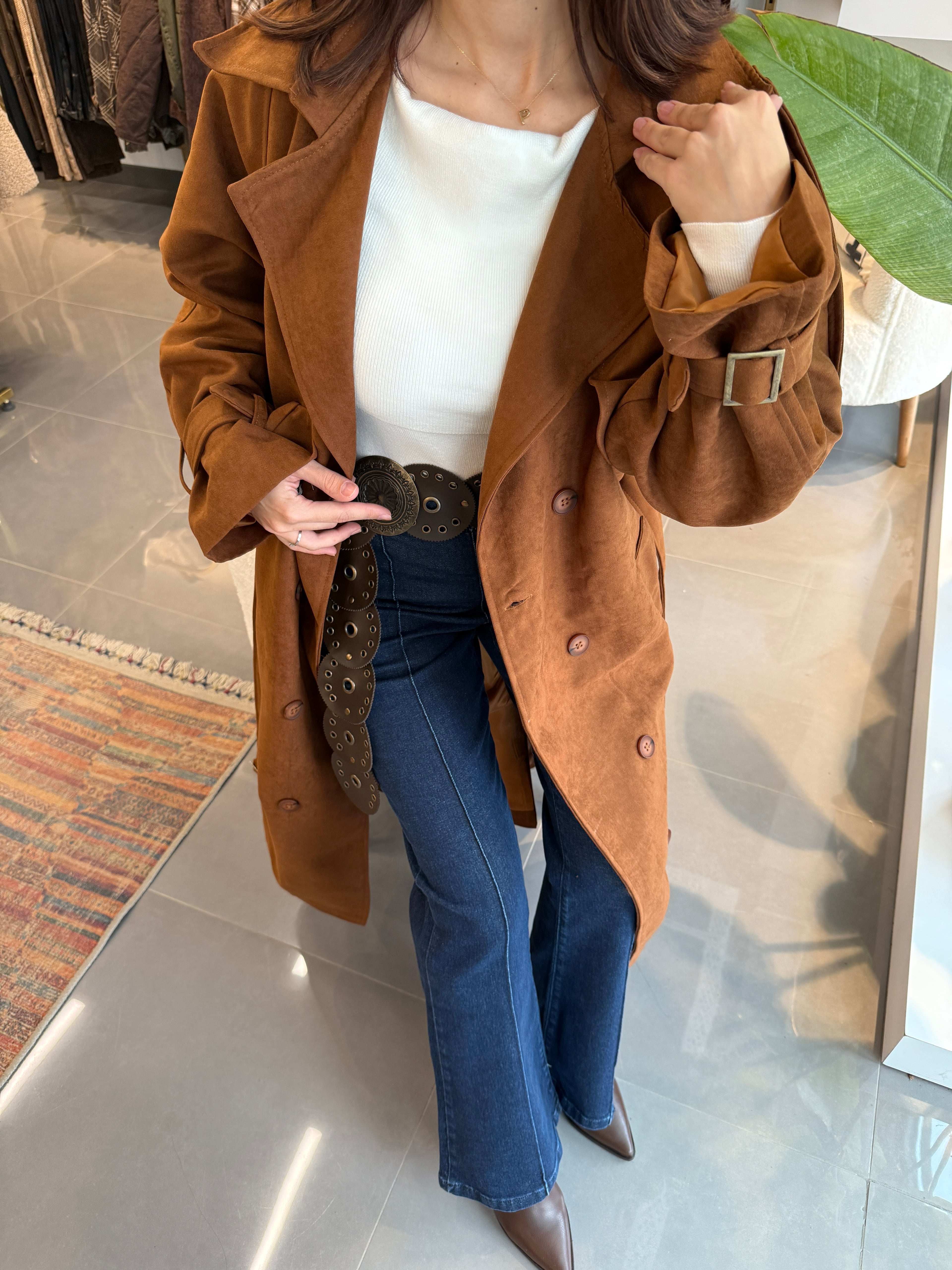 Premium Nubuk Trenç Camel