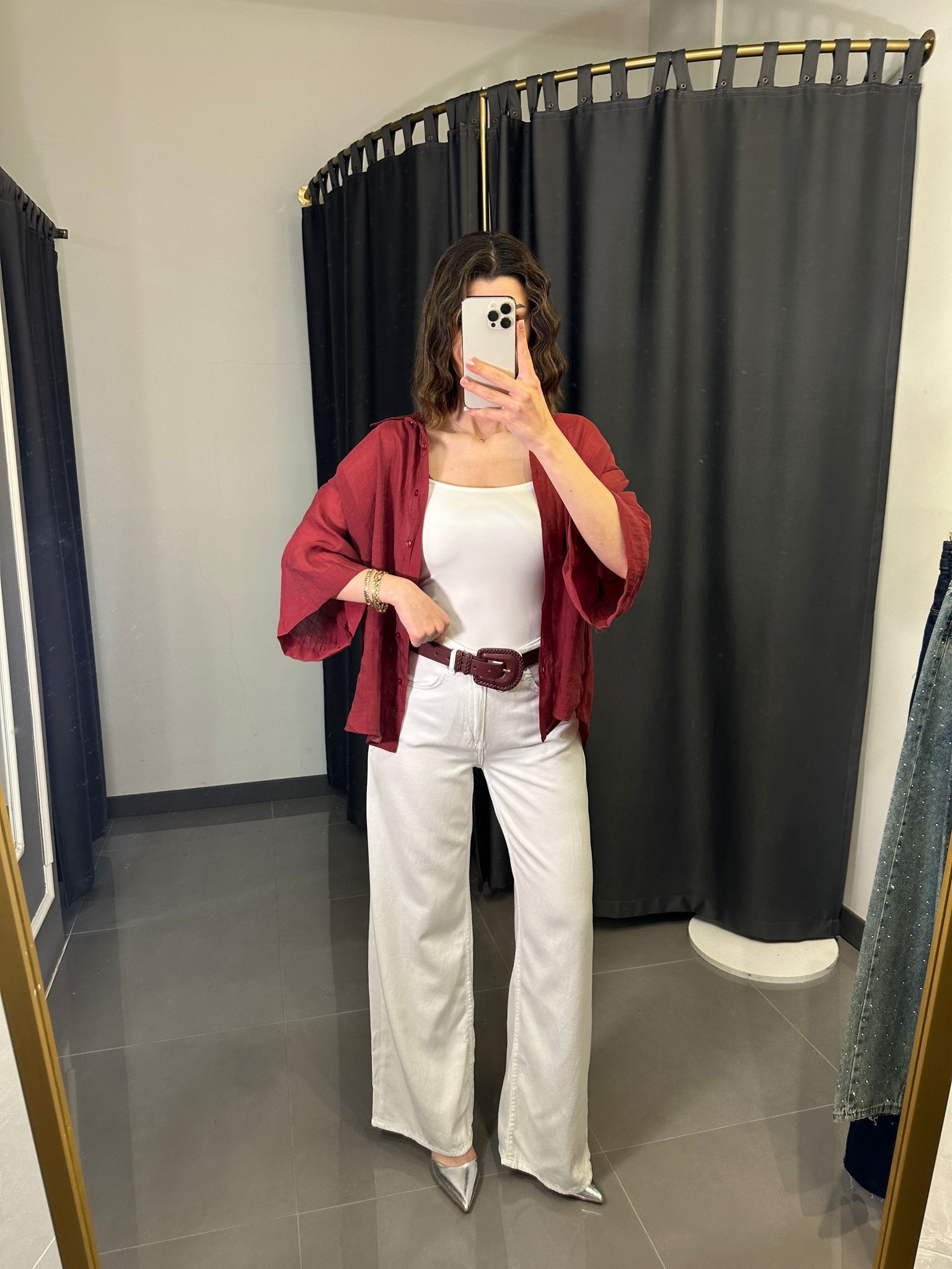 Dilvin Tensel Denim Palazzo Beyaz