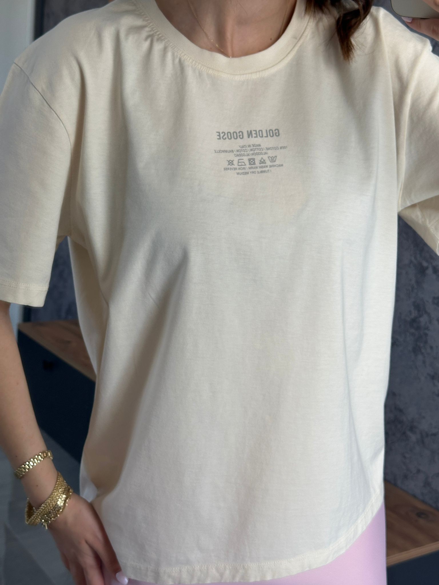 Oversize Golden Tişört Ekru