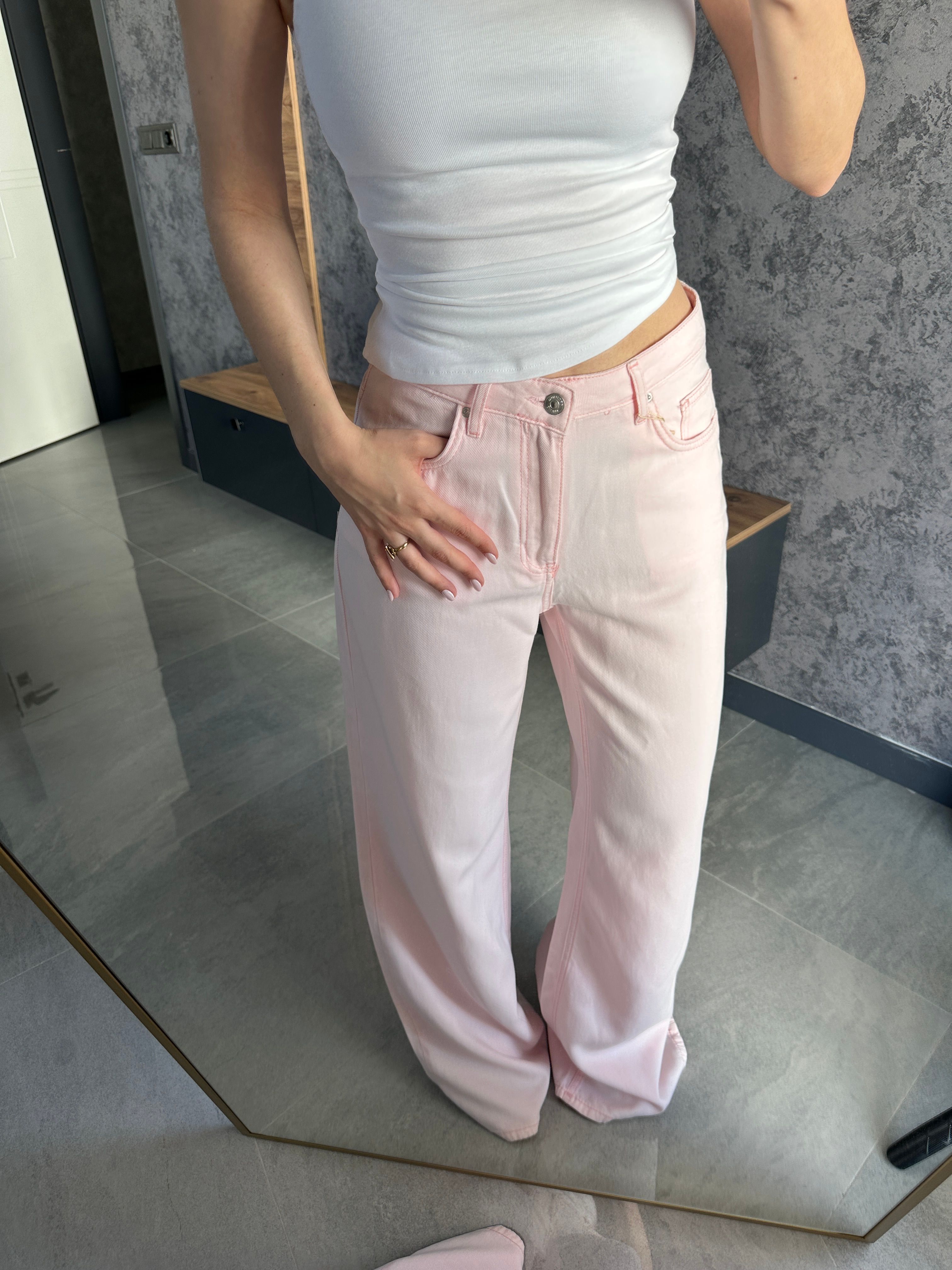 Dilvin Organik Pamuk Tensel Denim Pantolon Pembe