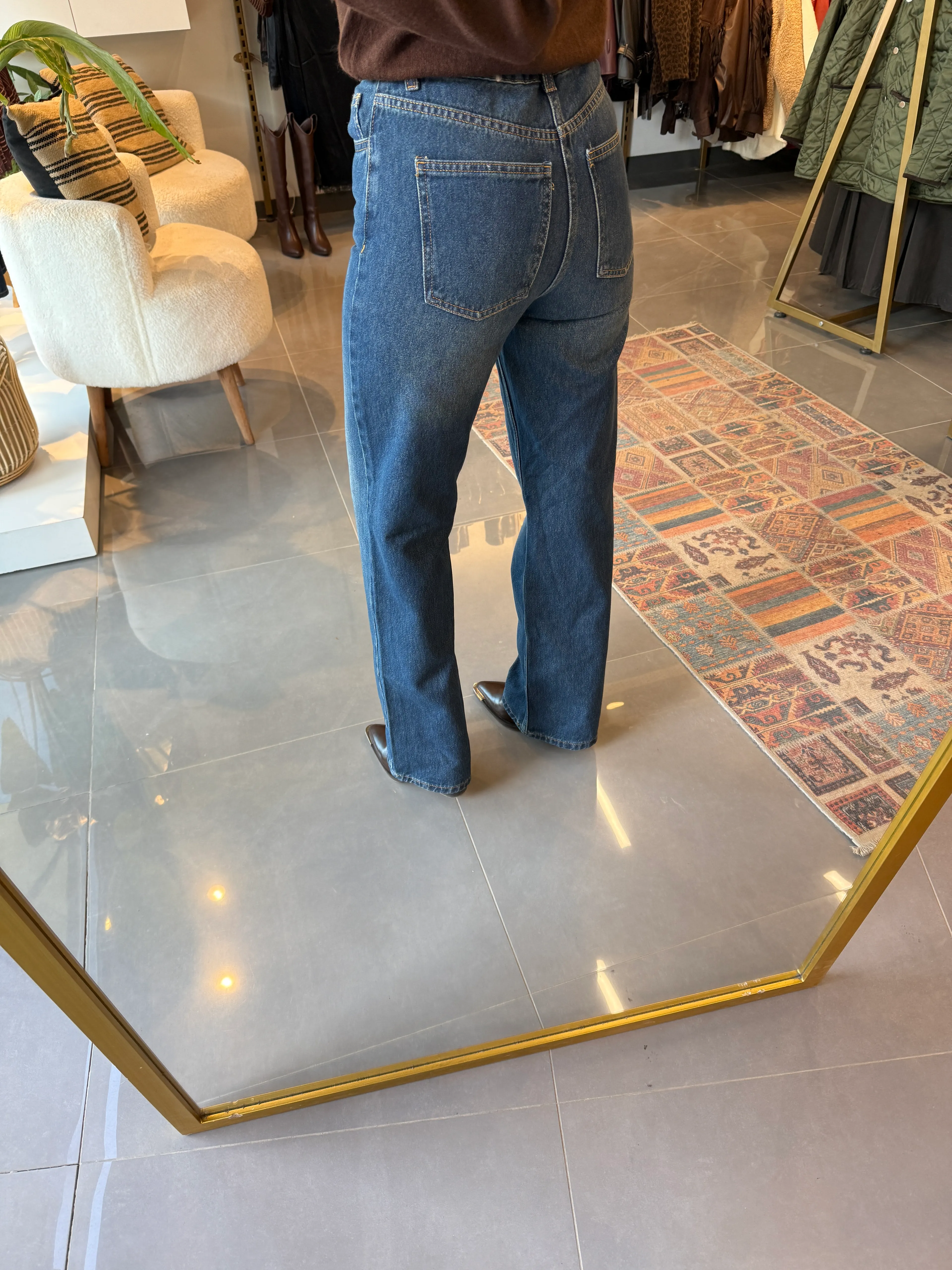 Özel Seri Kemerli Straıght Jean Mavi