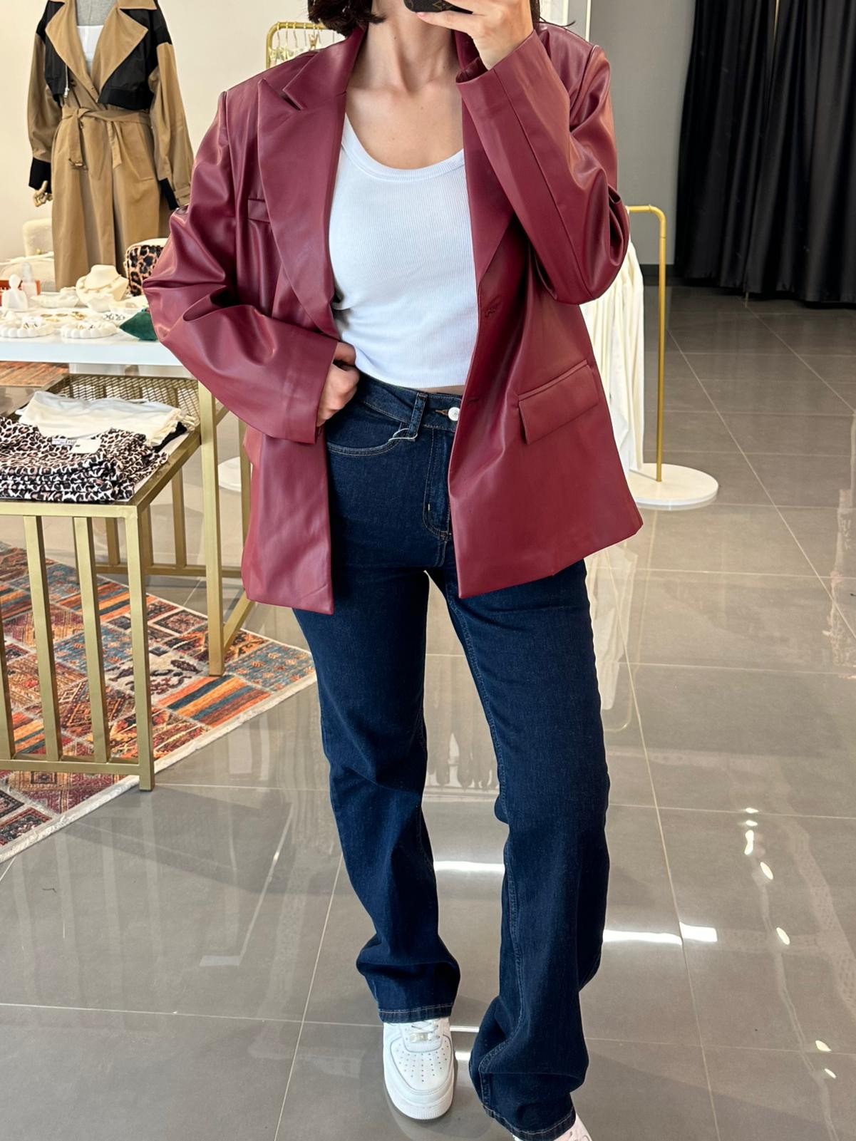 Premium Kalite Yumuşak Deri Blazer Ceketi