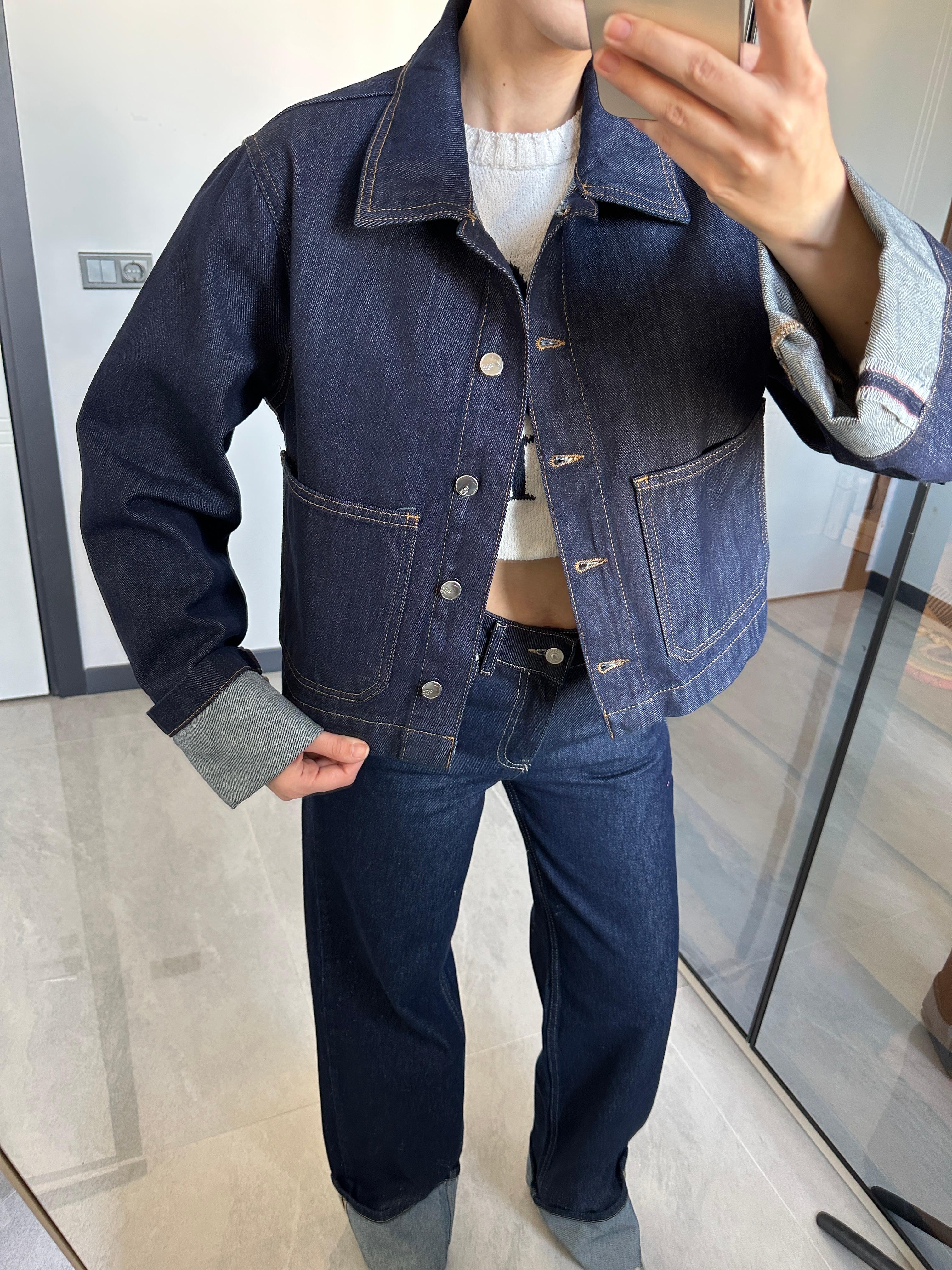 Premium Denim Kol Katlama Ceket